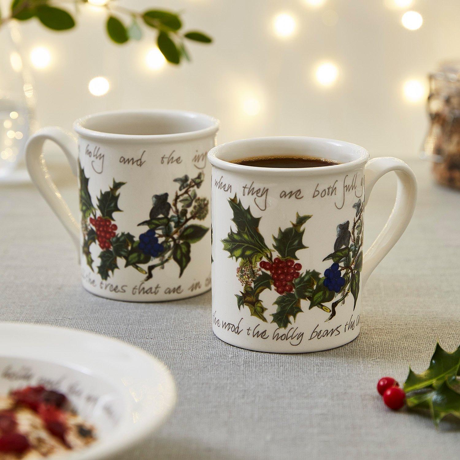 Green - Portmeirion Holly and Ivy - The Holly and the Ivy Set of 6 Breakfast Mugs - 3