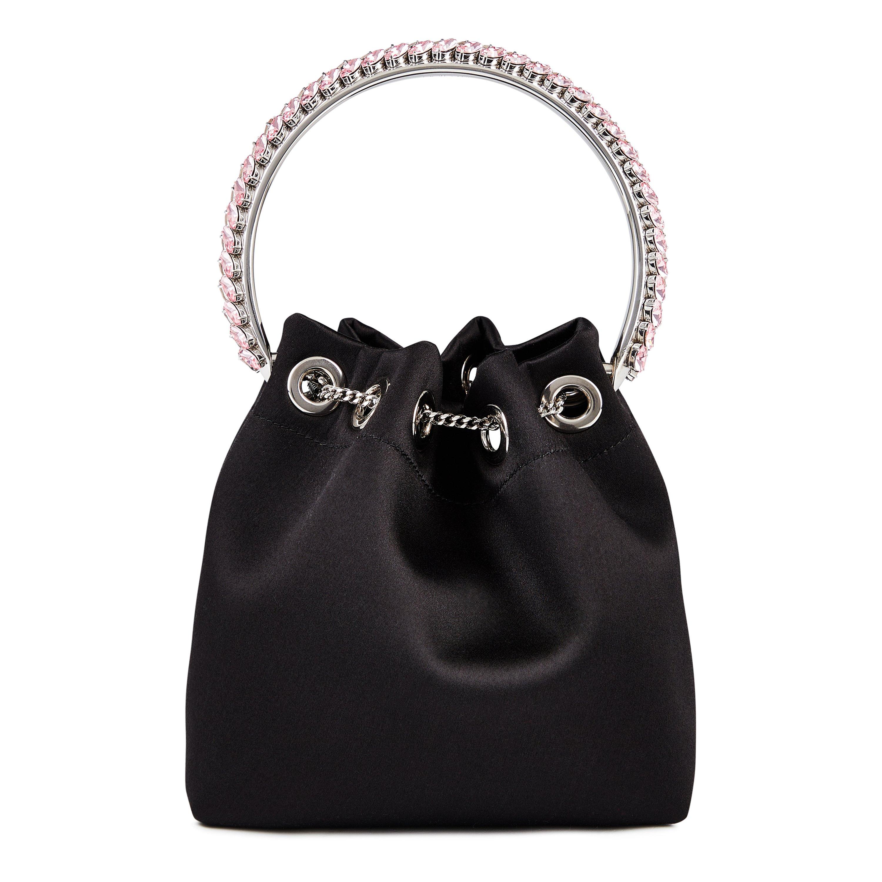 Black/Gold - Jimmy Choo - Women's Embellished Satin Bon Bon Top Handle Bag - 3