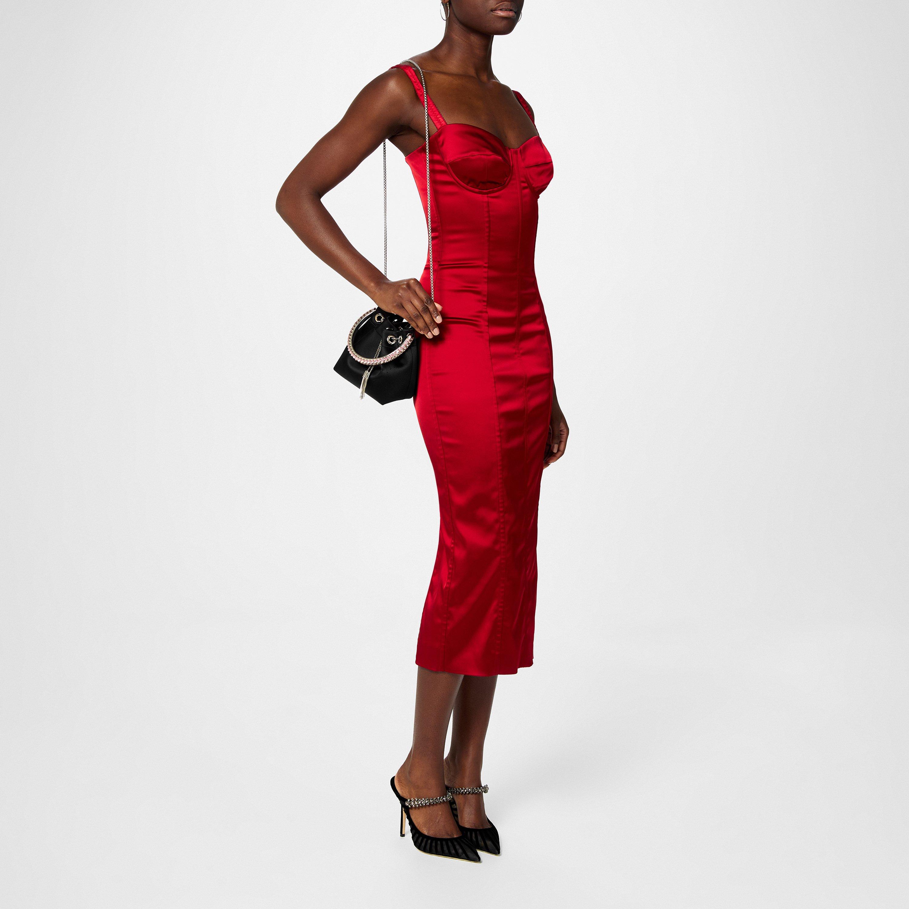 Black/Gold - Jimmy Choo - Women's Embellished Satin Bon Bon Top Handle Bag - 5