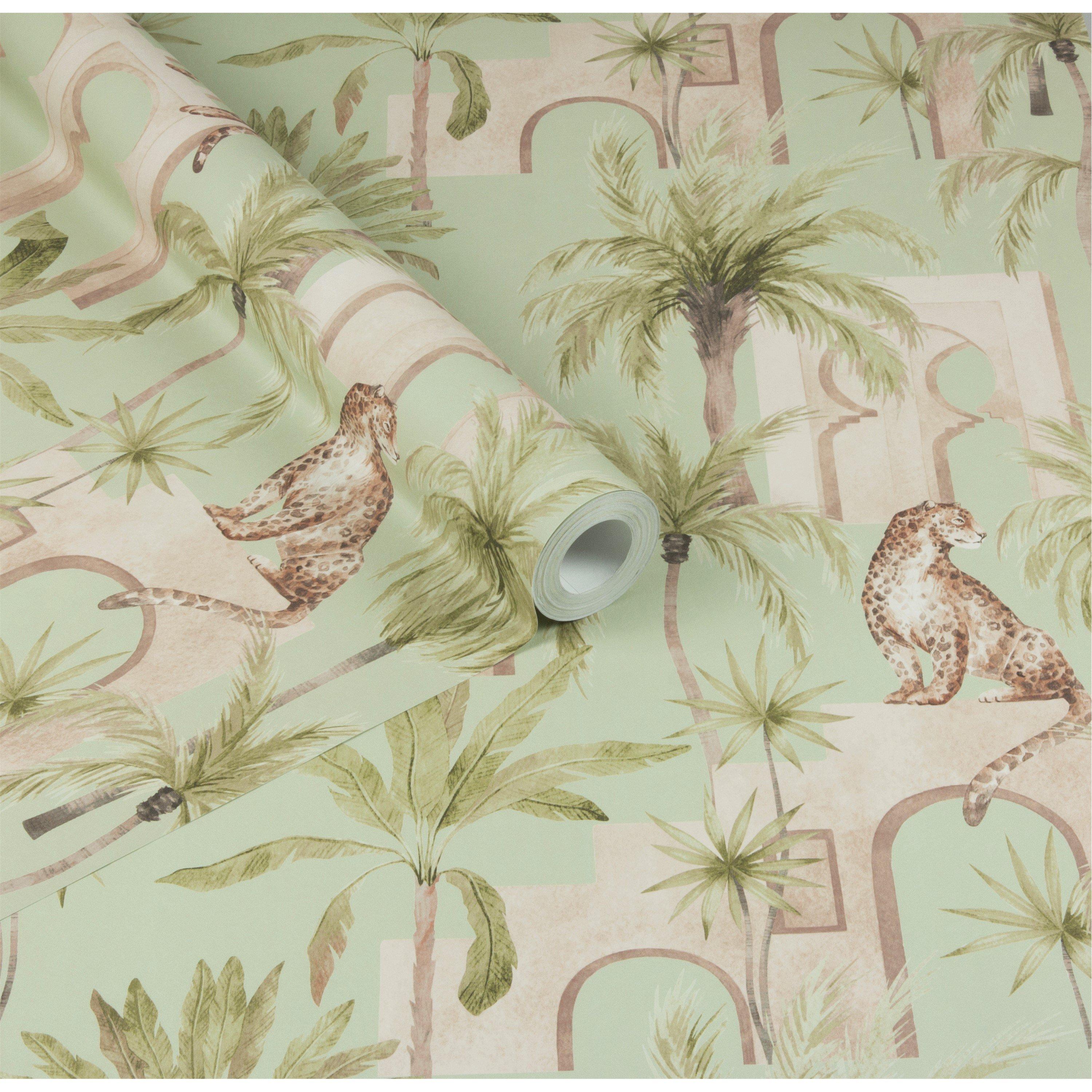 Green - Arthouse - Leopard Arches Sage Green Wallpaper - 2