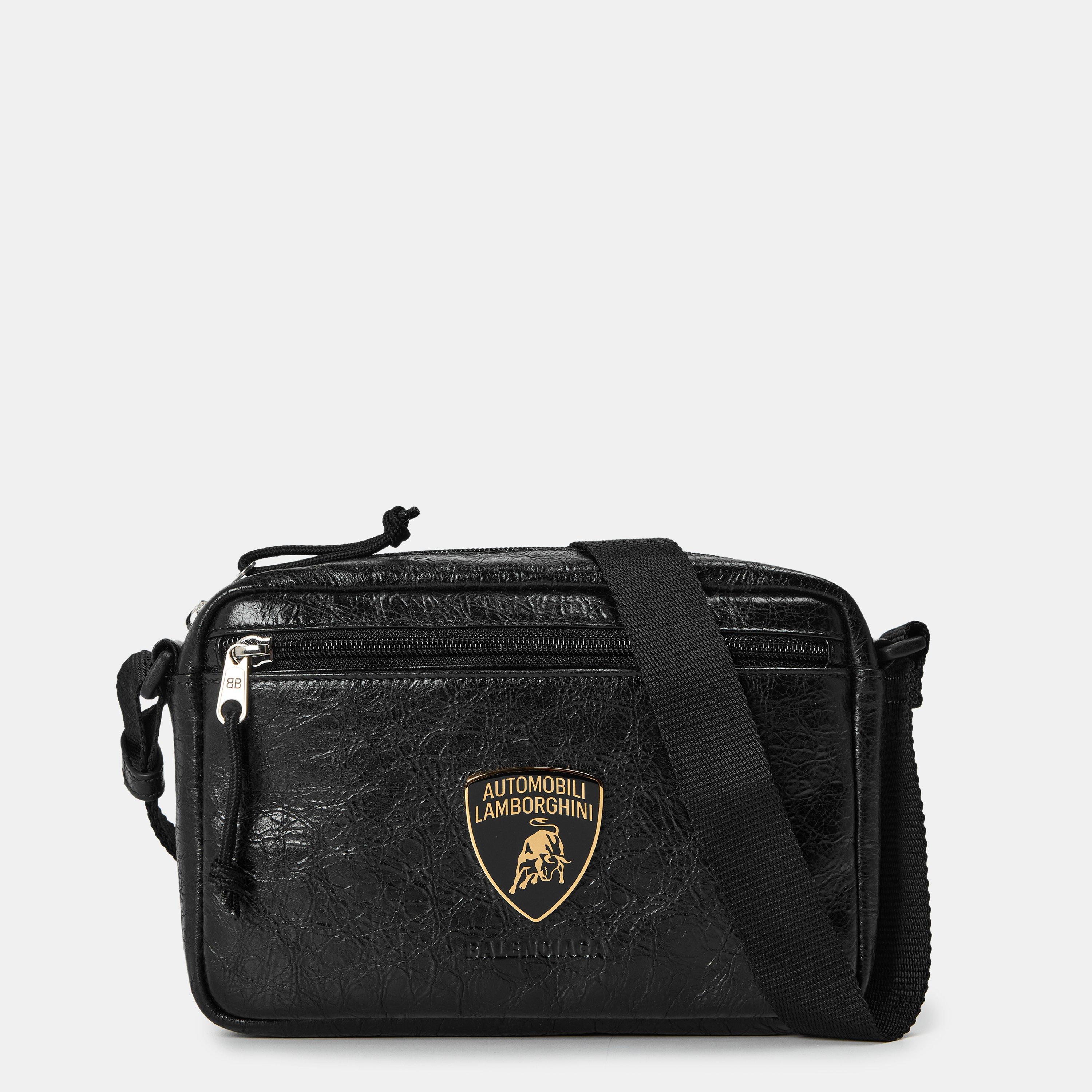 Balenciaga Men's Adjustable Cross Body Bag - Black