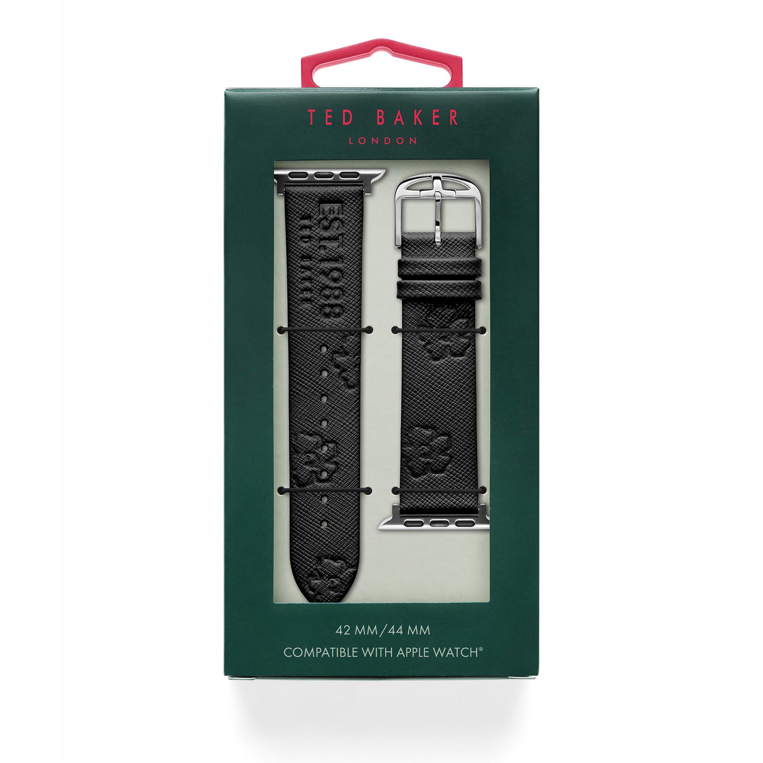 Black - Ted Baker - Embossed Leather Watch Strap - 3