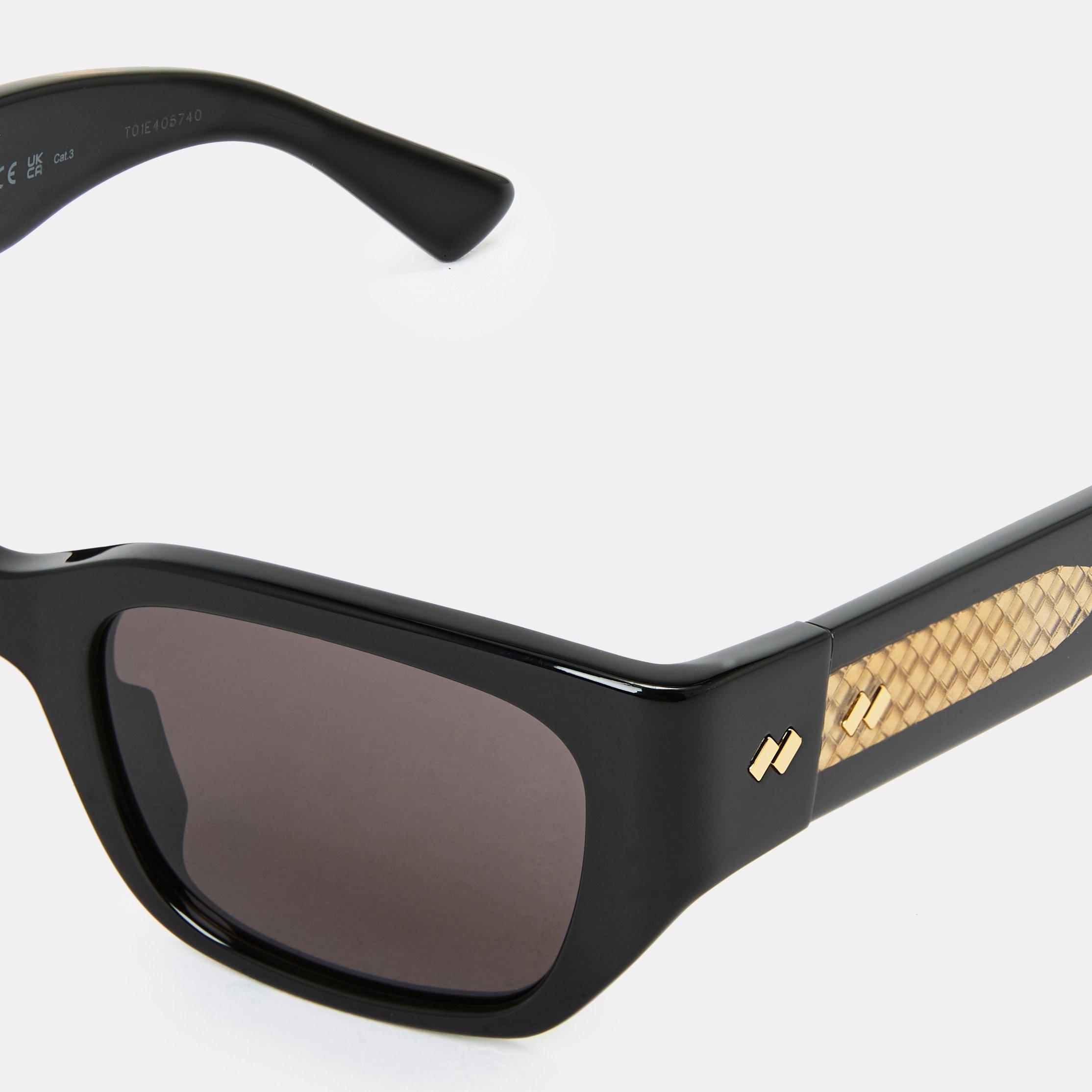 Black/Grey - Bottega Veneta - Bottega Veneta BV1400S Womens Rectangle Sunglasses - 5