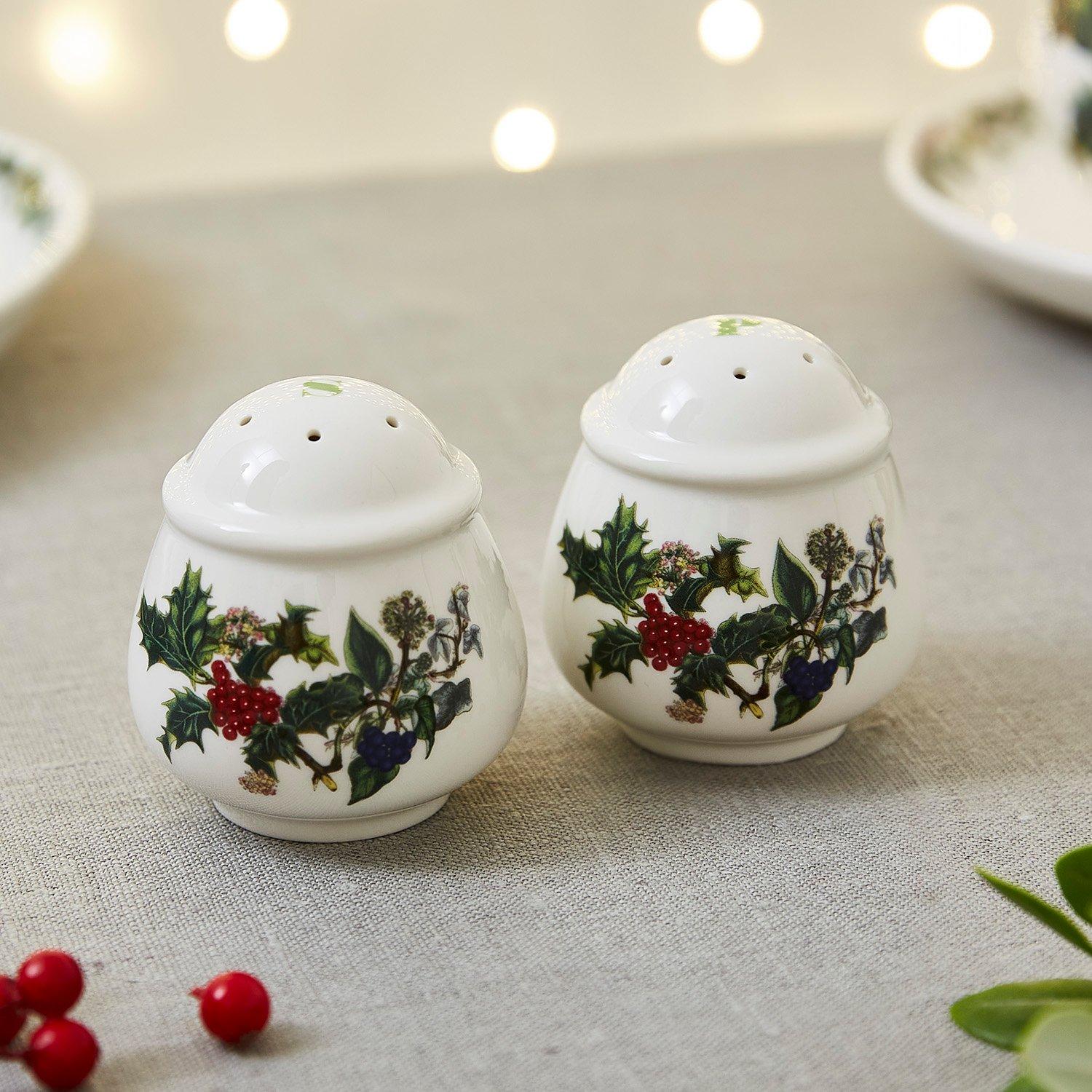 Green - Portmeirion Holly and Ivy - The Holly and the Ivy Salt   Pepper Set - 3