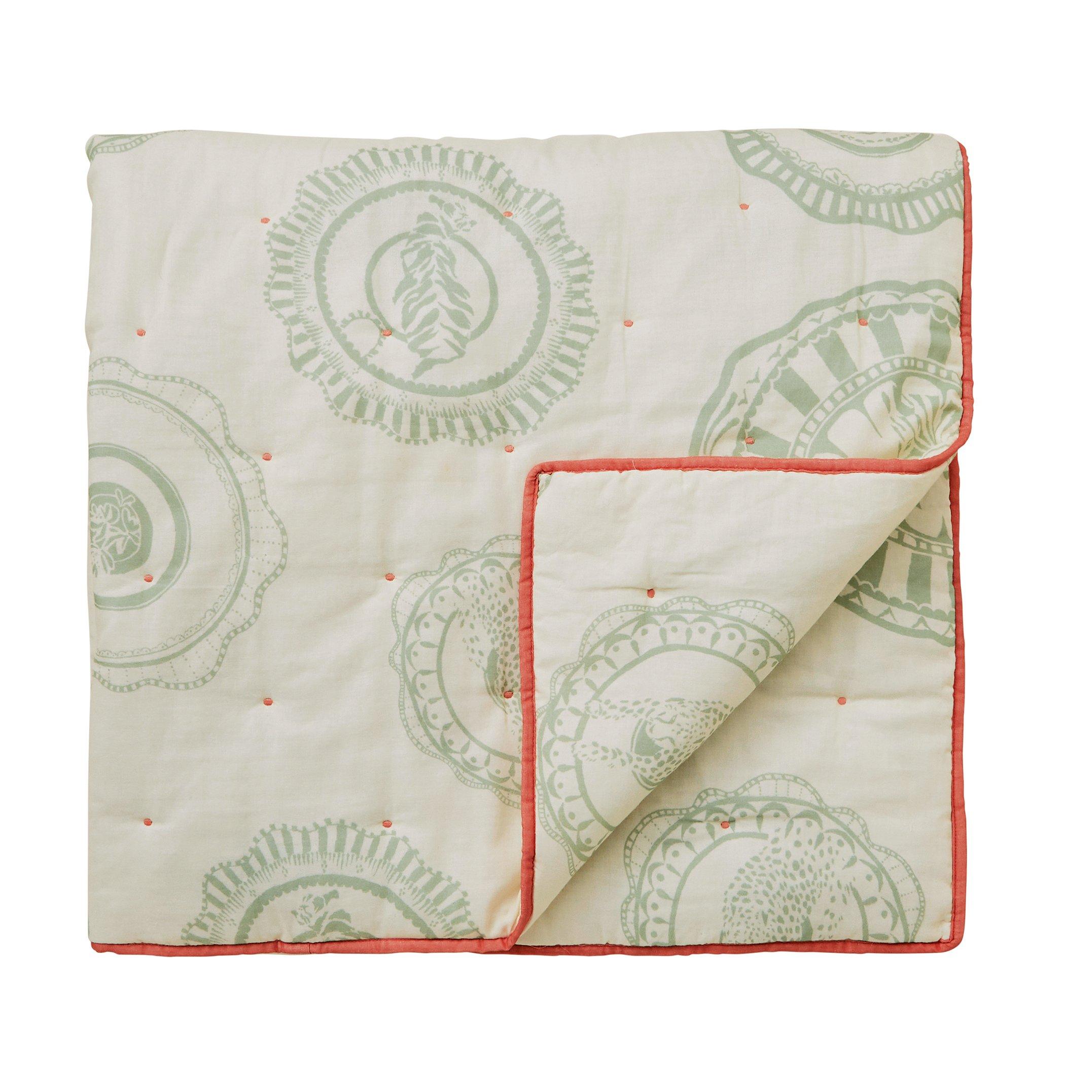 Yvonne Ellen  Vintage Plates 150X200 Throw - Fresh Sage