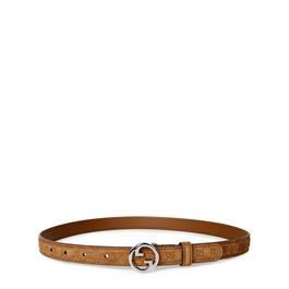 Gucci Women'S Logo Suede Blondie Belt