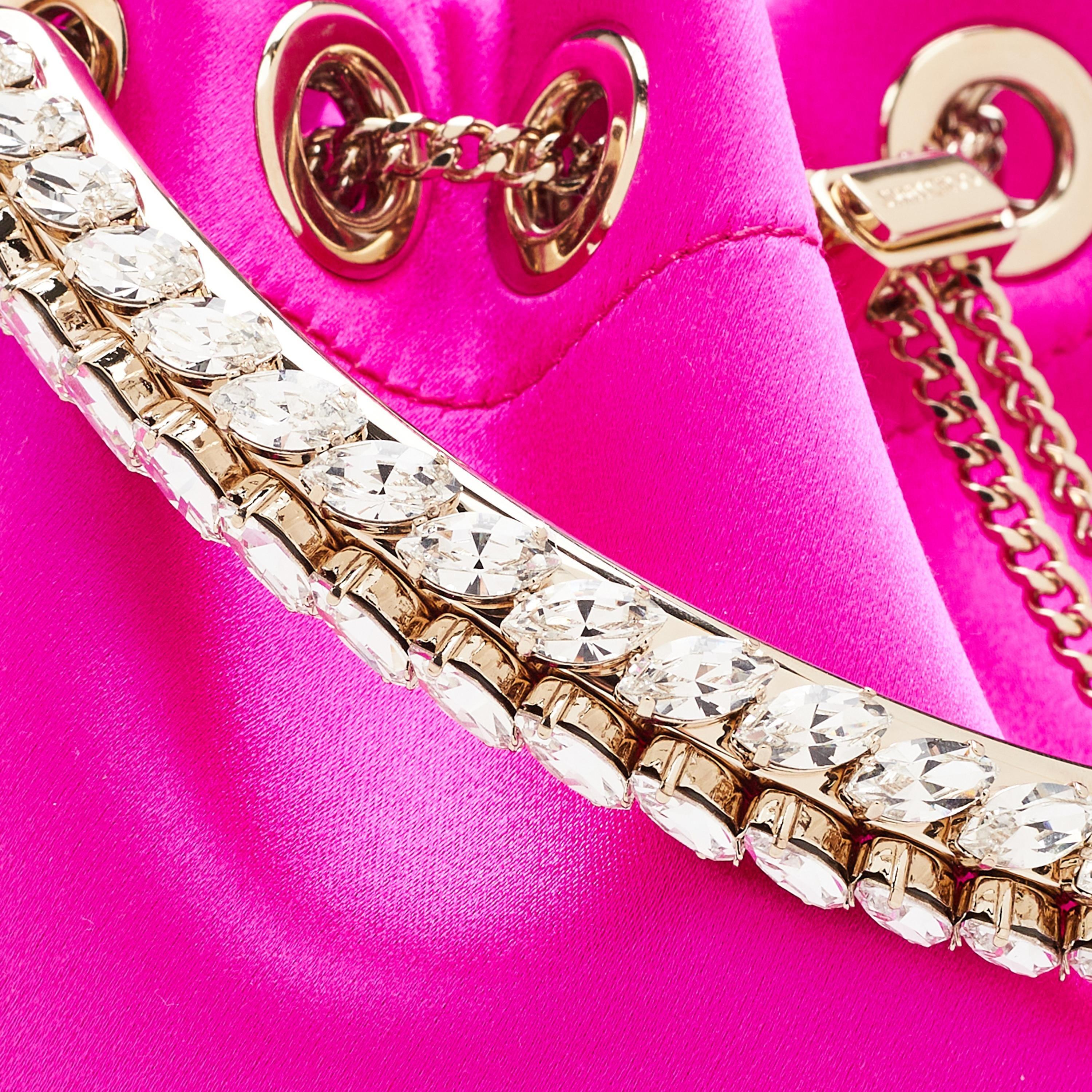 Fuchsia - Jimmy Choo - Women's Bon Bon Satin Top-Handle Bag - 4