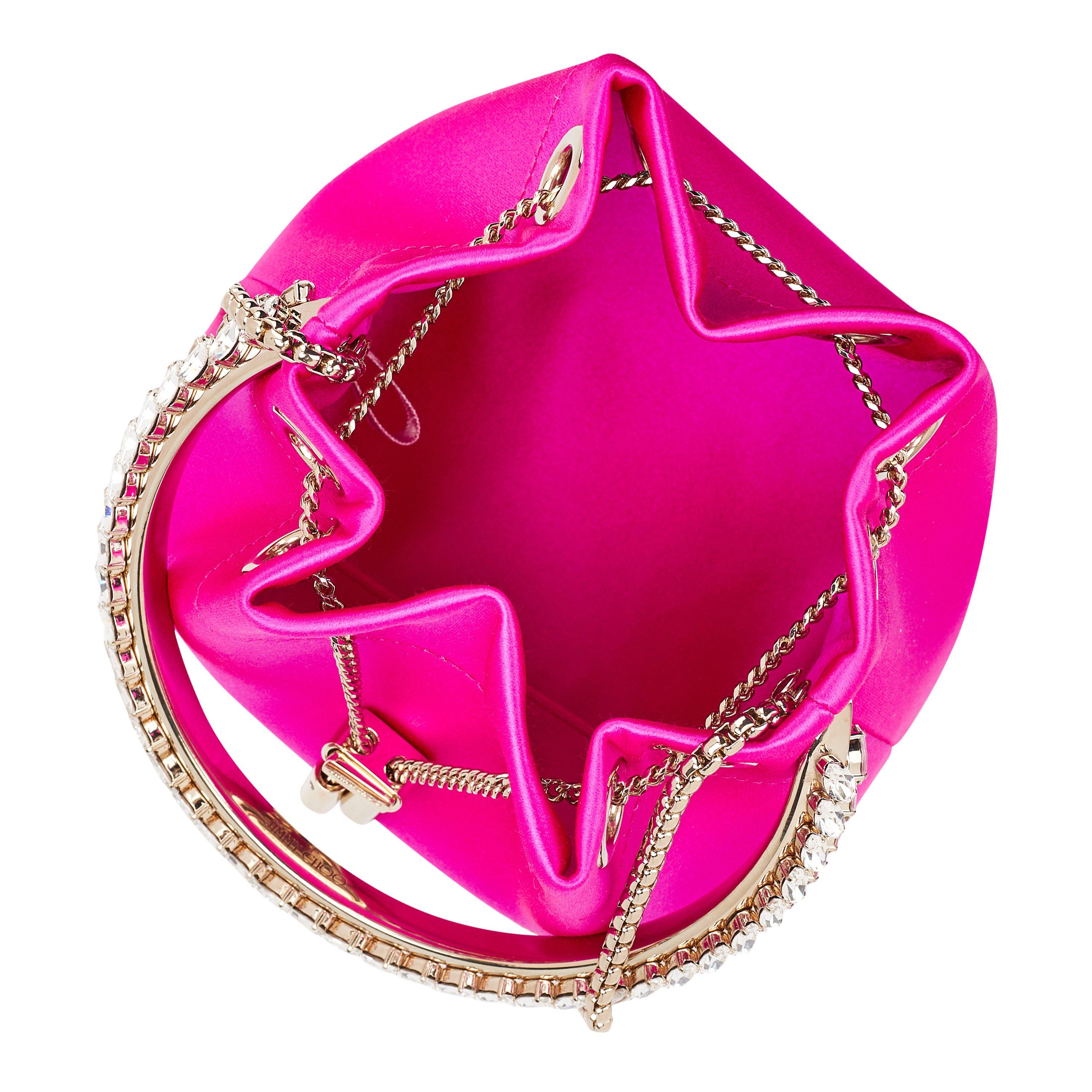 Fuchsia - Jimmy Choo - Women's Bon Bon Satin Top-Handle Bag - 5