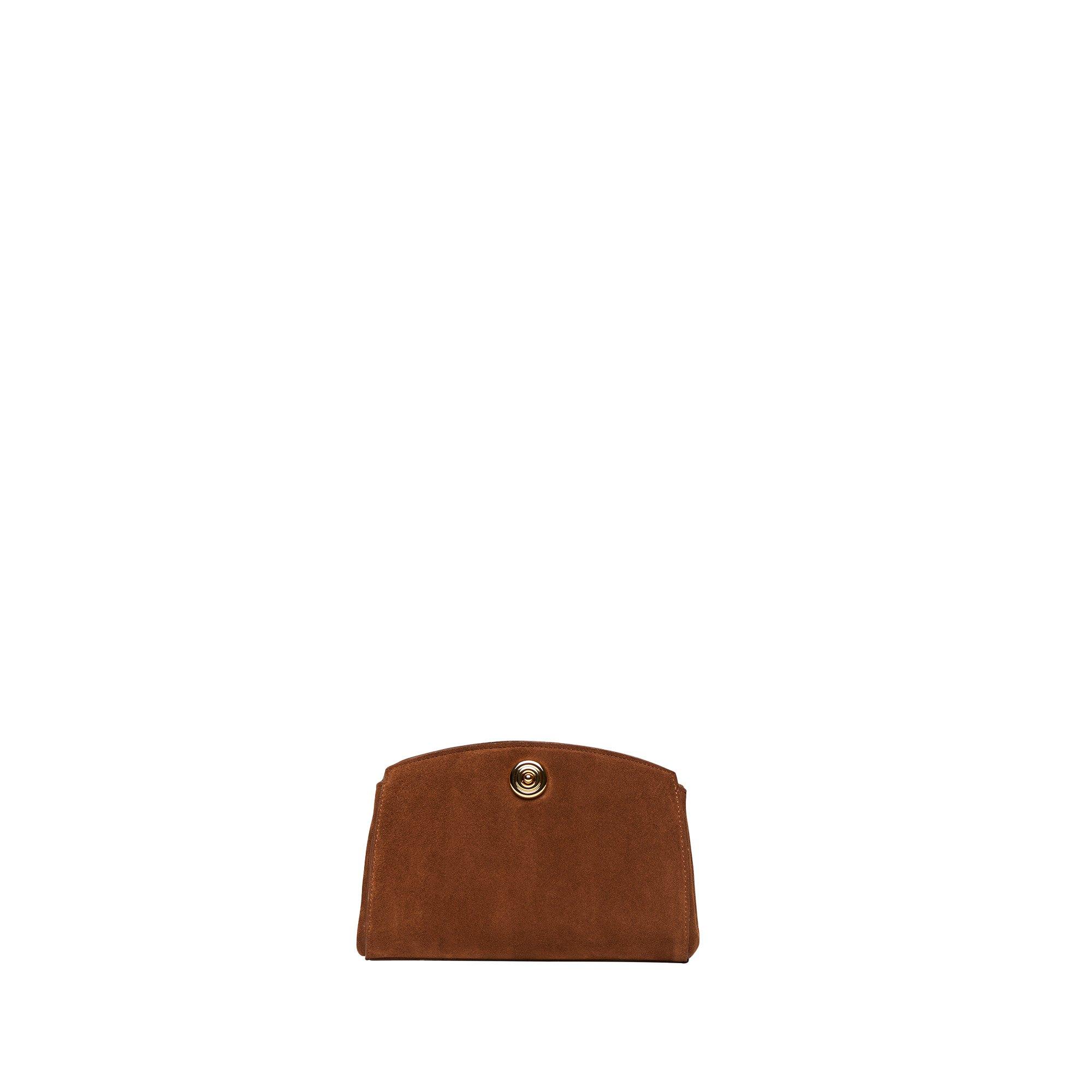 Liffner Pushlock Clutch - Lght Brwn Suede