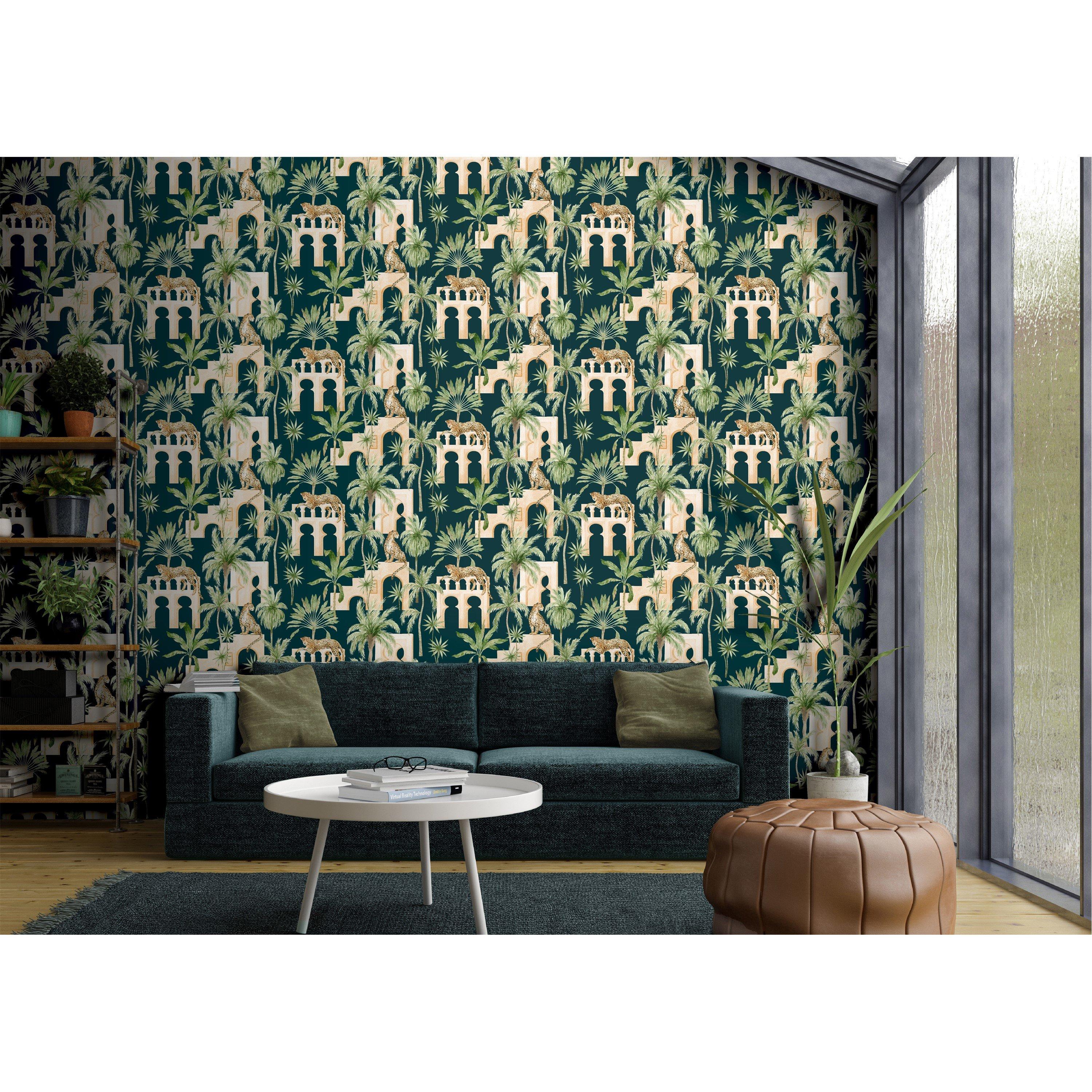 Navy - Arthouse - Leopard Arches Navy Wallpaper - 4