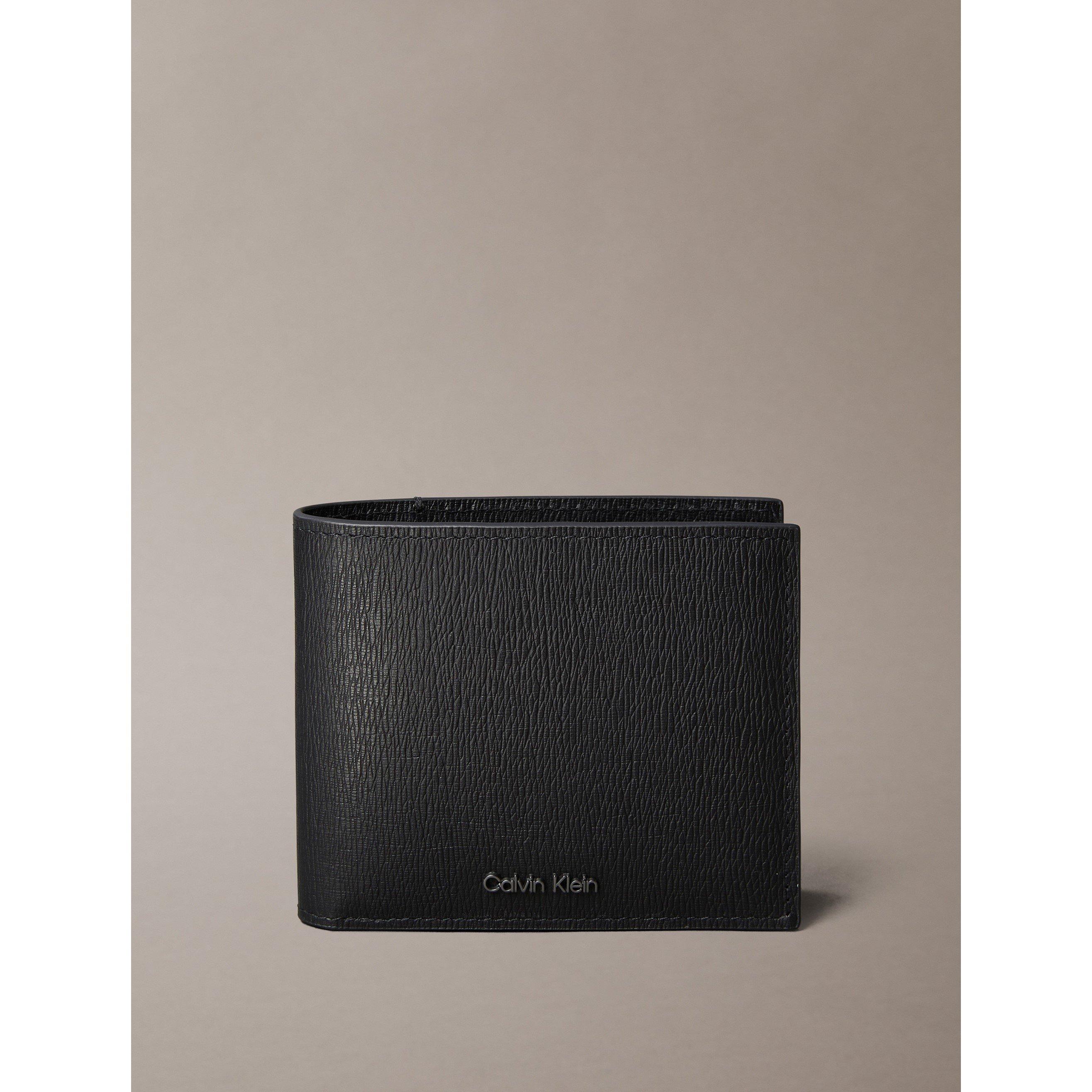 Black - Calvin Klein - Men's Saffiano Leather Coin Pocket Billfold Wallet - 2