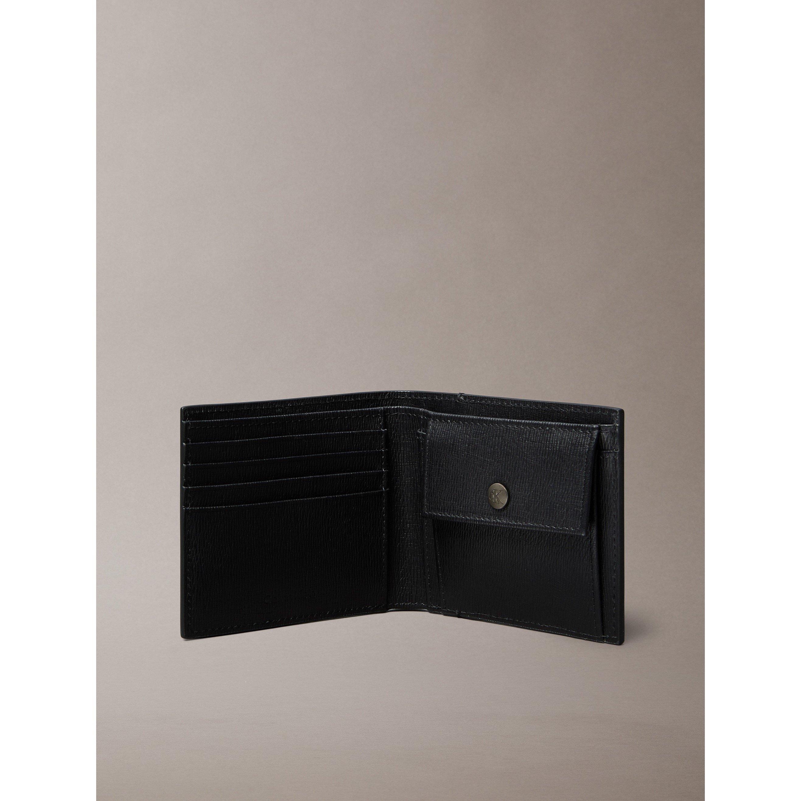 Black - Calvin Klein - Men's Saffiano Leather Coin Pocket Billfold Wallet - 4