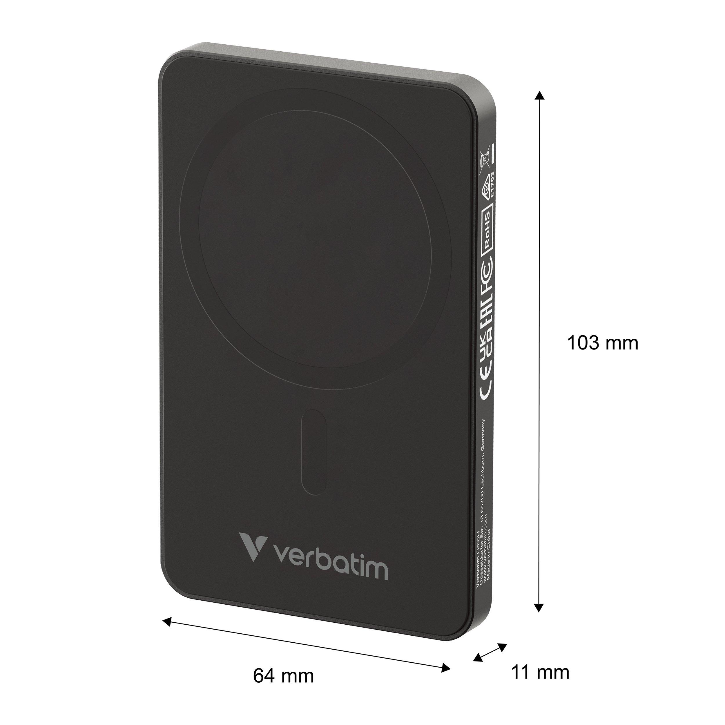 Noir - Verbatim - n Go Essentials Power Bank 5000mAh Magnetic Wireless Charging - Black - 8