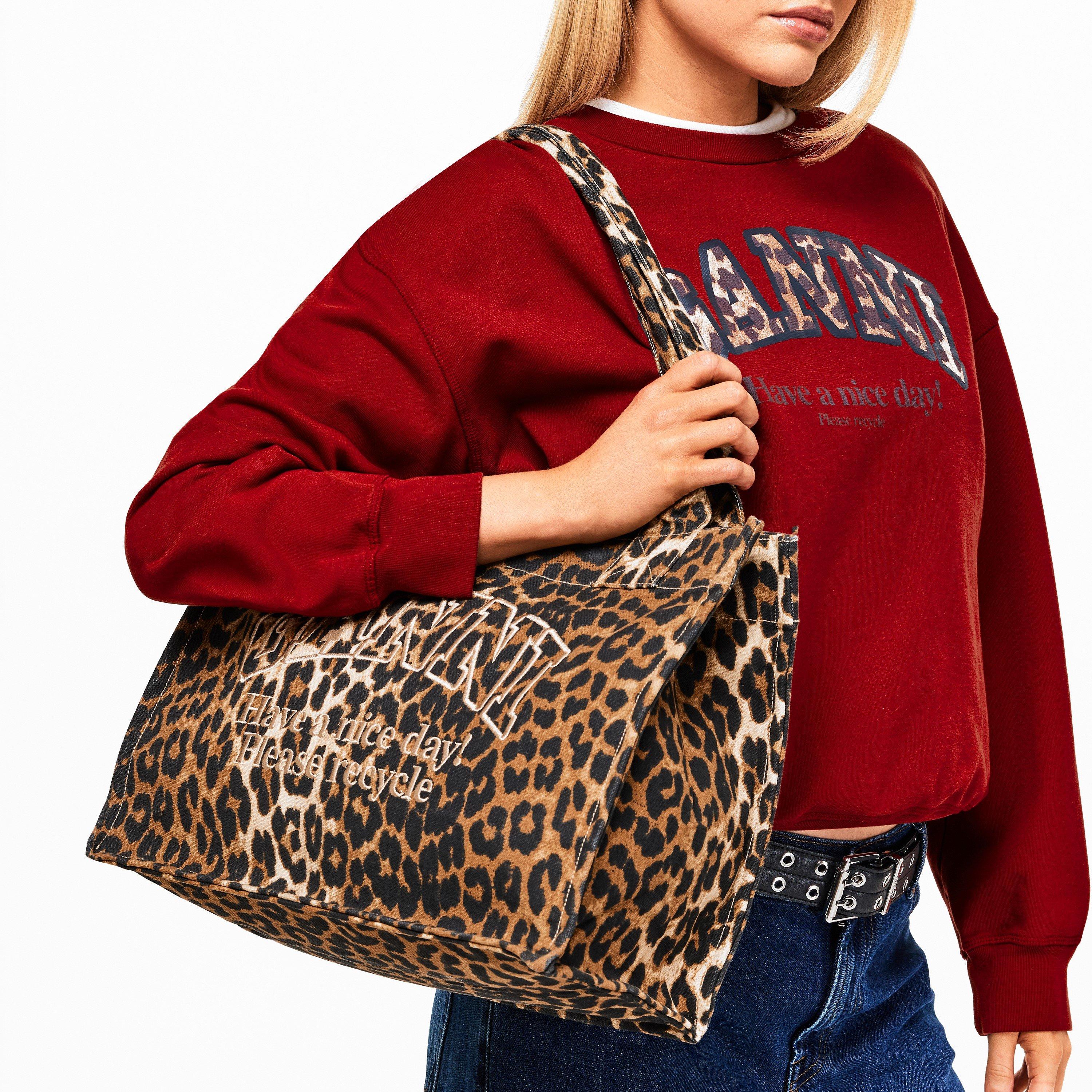 Leopard - Ganni - Women's Easy Shopper Tote Bag - 3