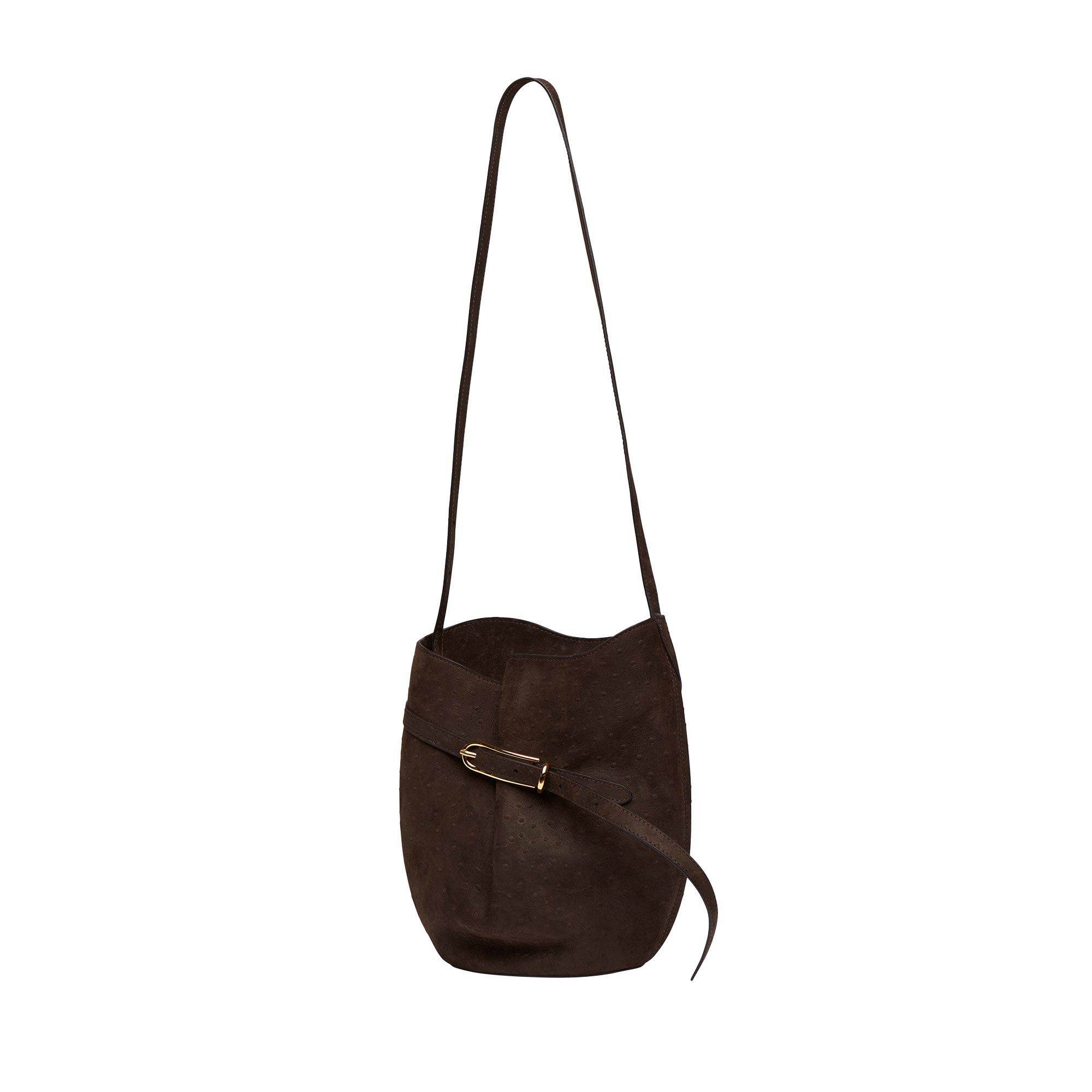 Liffner Belted Bucket Bag - Drk Brwn Ostrch