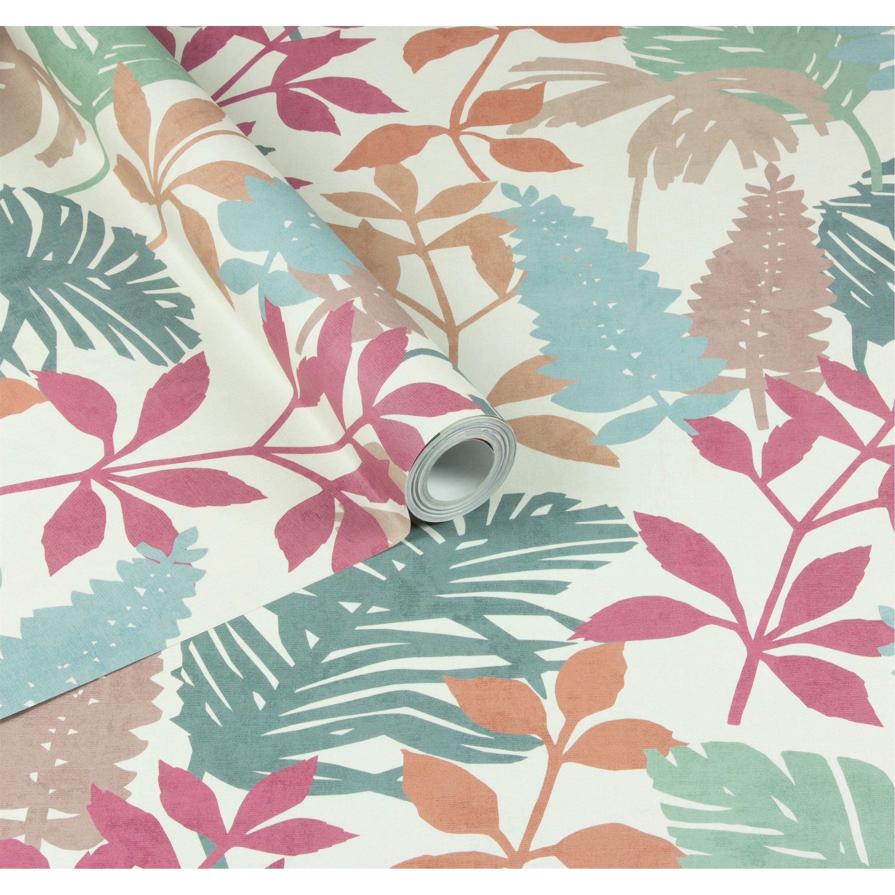Multicoloured - Arthouse - Fun Leaf Soft Multi Wallpaper - 1