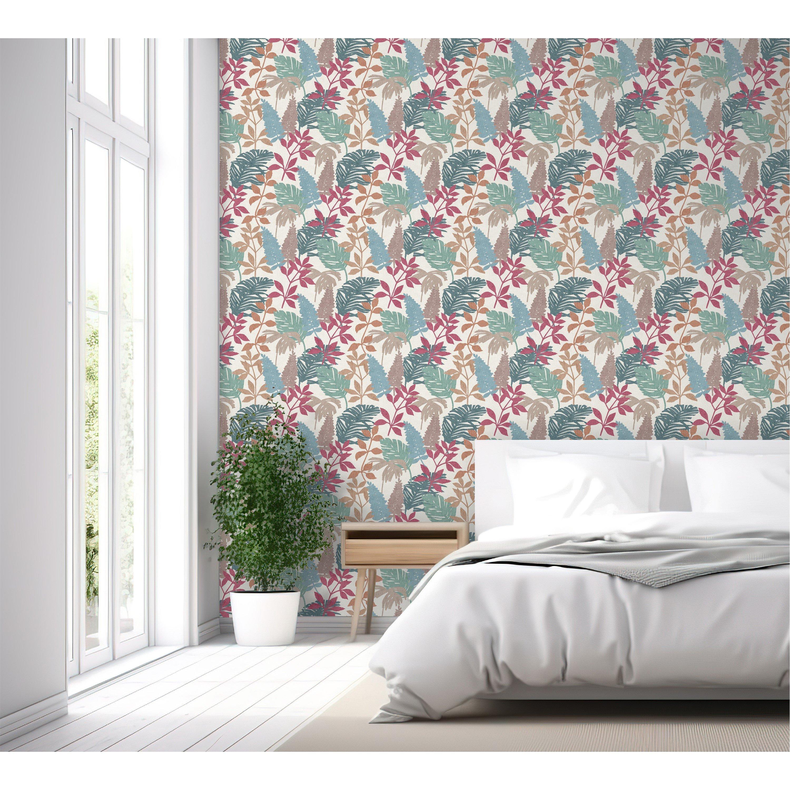 Multicoloured - Arthouse - Fun Leaf Soft Multi Wallpaper - 3
