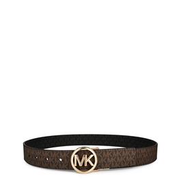 MICHAEL Michael Kors Round Buckle Reversible Logo and Leather Belt