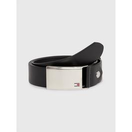 Tommy Hilfiger Logo Plaque Leather Belt