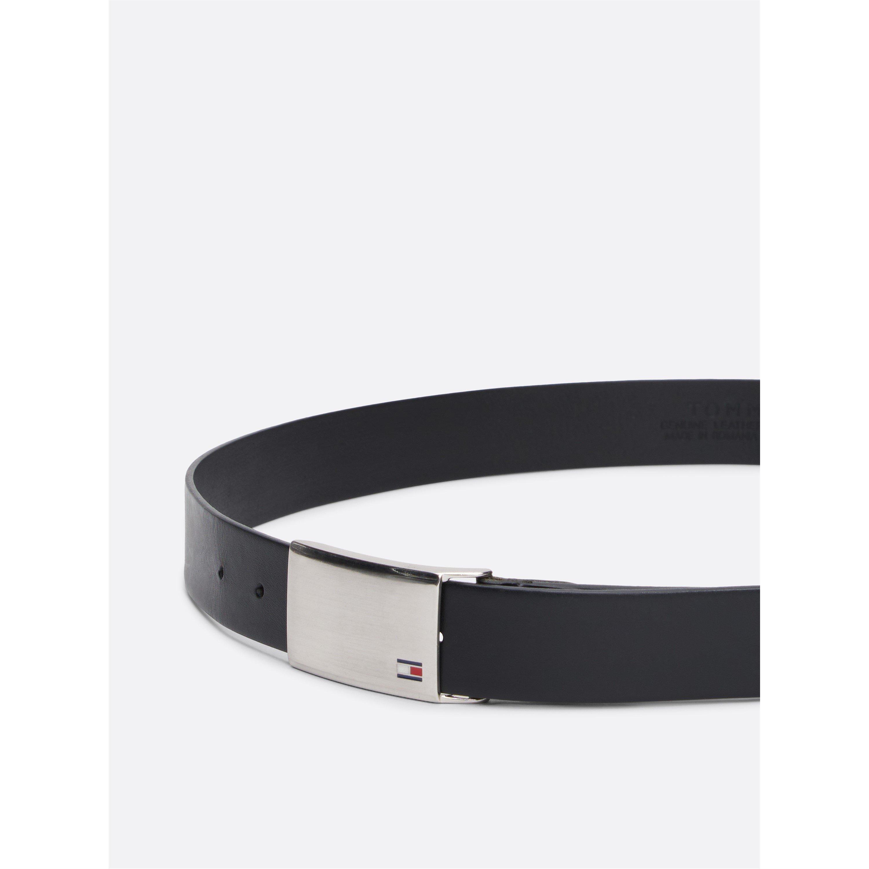 Zwart - Tommy Hilfiger - Men's Logo Plaque Leather Belt - 3