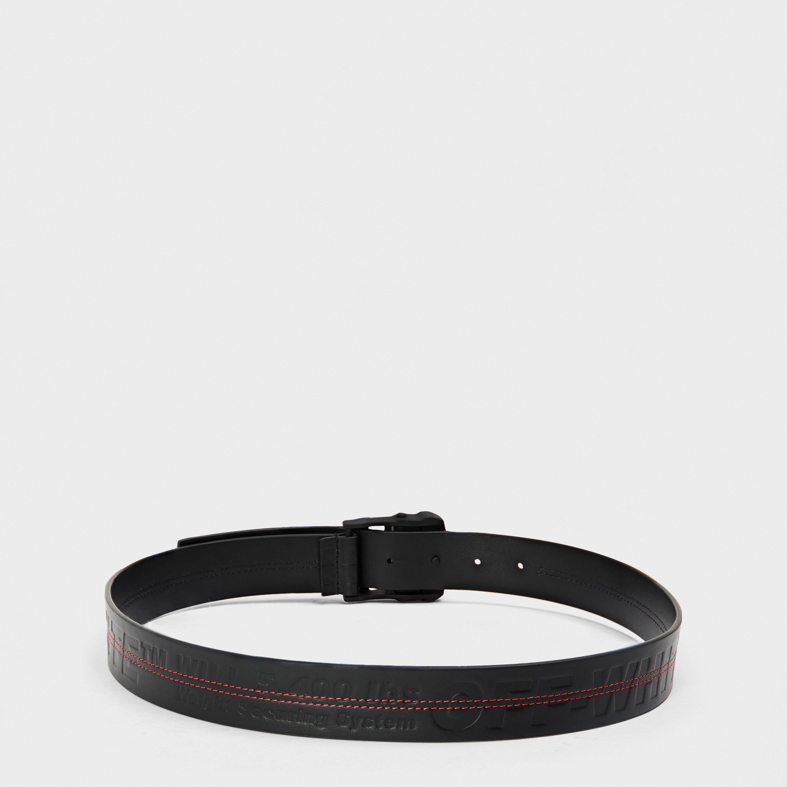 Black - Off White - Men's Leather Belt - 2