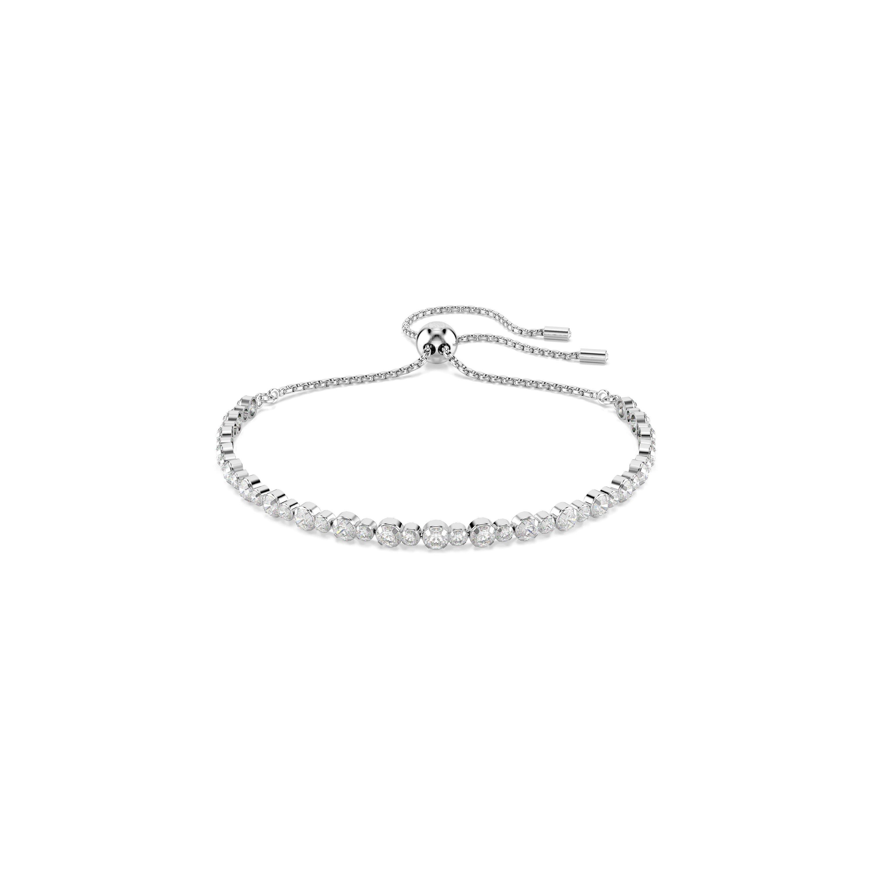 Silver/Crystal - Swarovski - Women's Trilogy Tennis Bracelets - 1