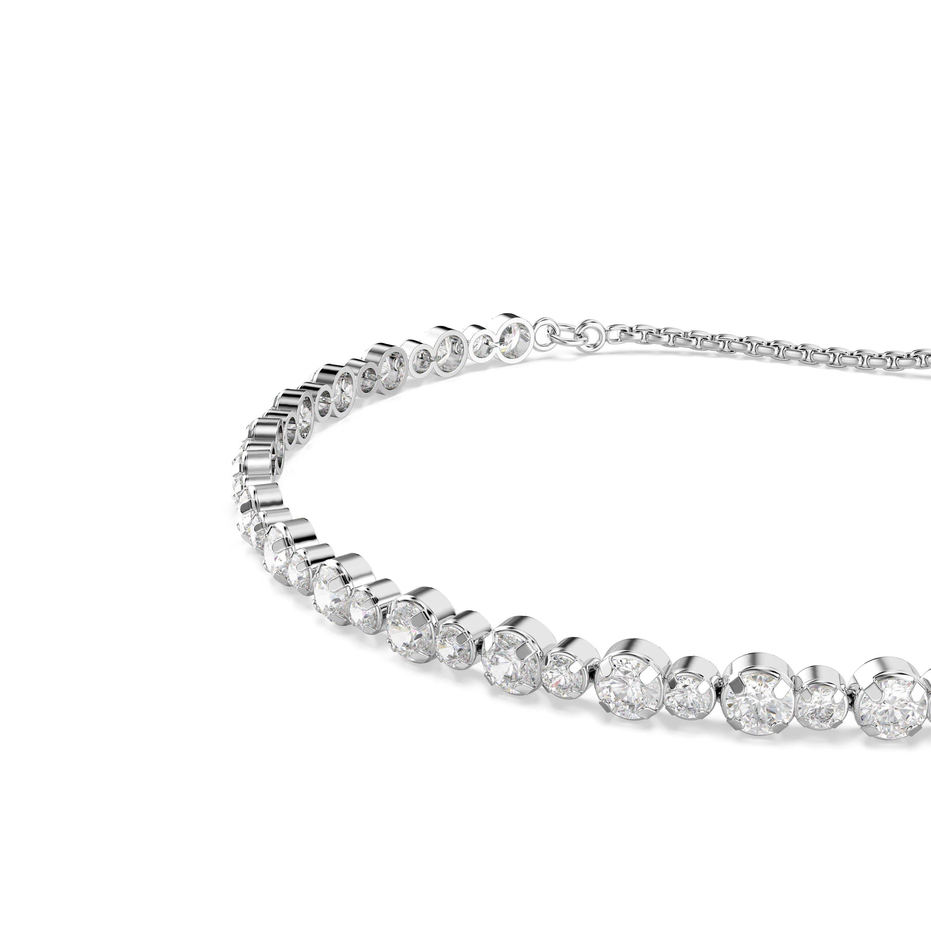 Silver/Crystal - Swarovski - Women's Trilogy Tennis Bracelets - 4