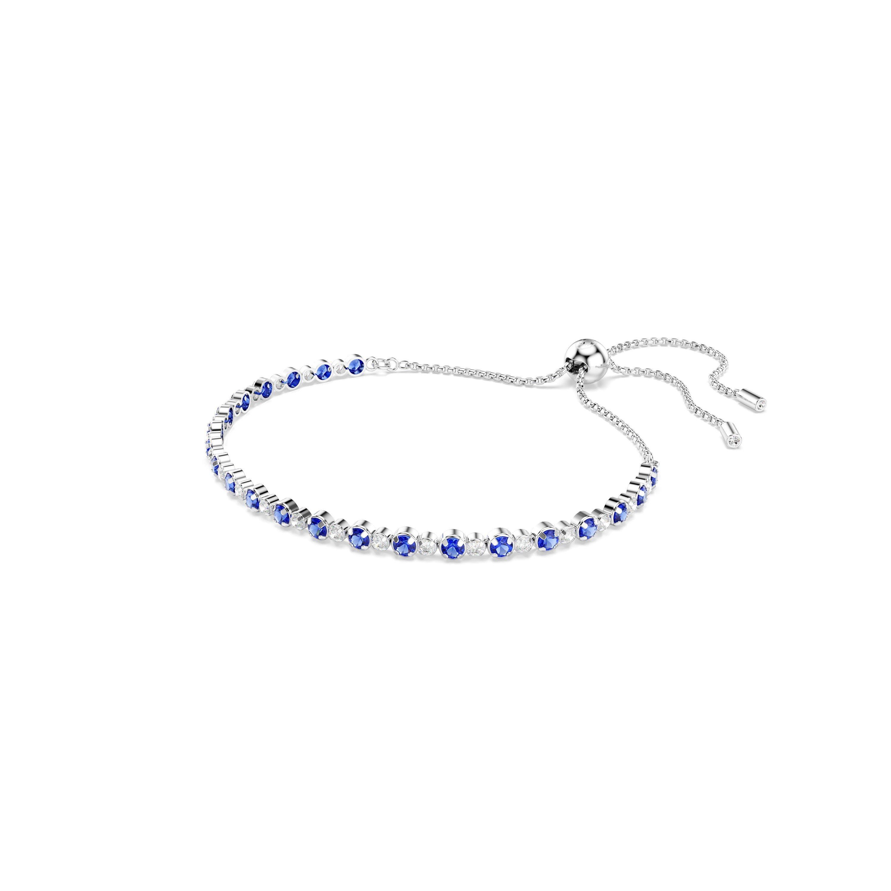 Blue / RHS - Swarovski - Women's Trilogy Triple Row Crystal Tennis Bracelet - 2