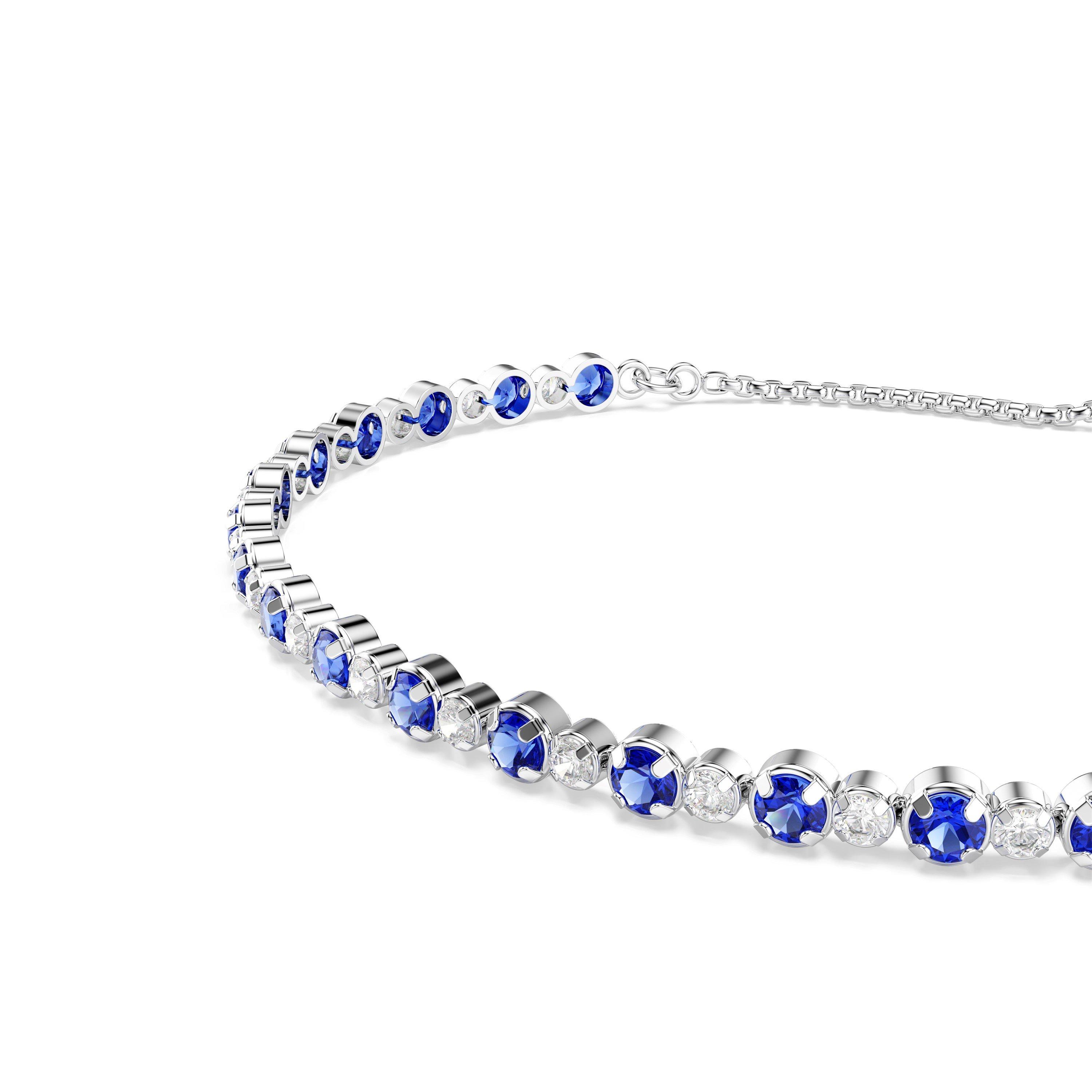 Blue / RHS - Swarovski - Women's Trilogy Triple Row Crystal Tennis Bracelet - 4