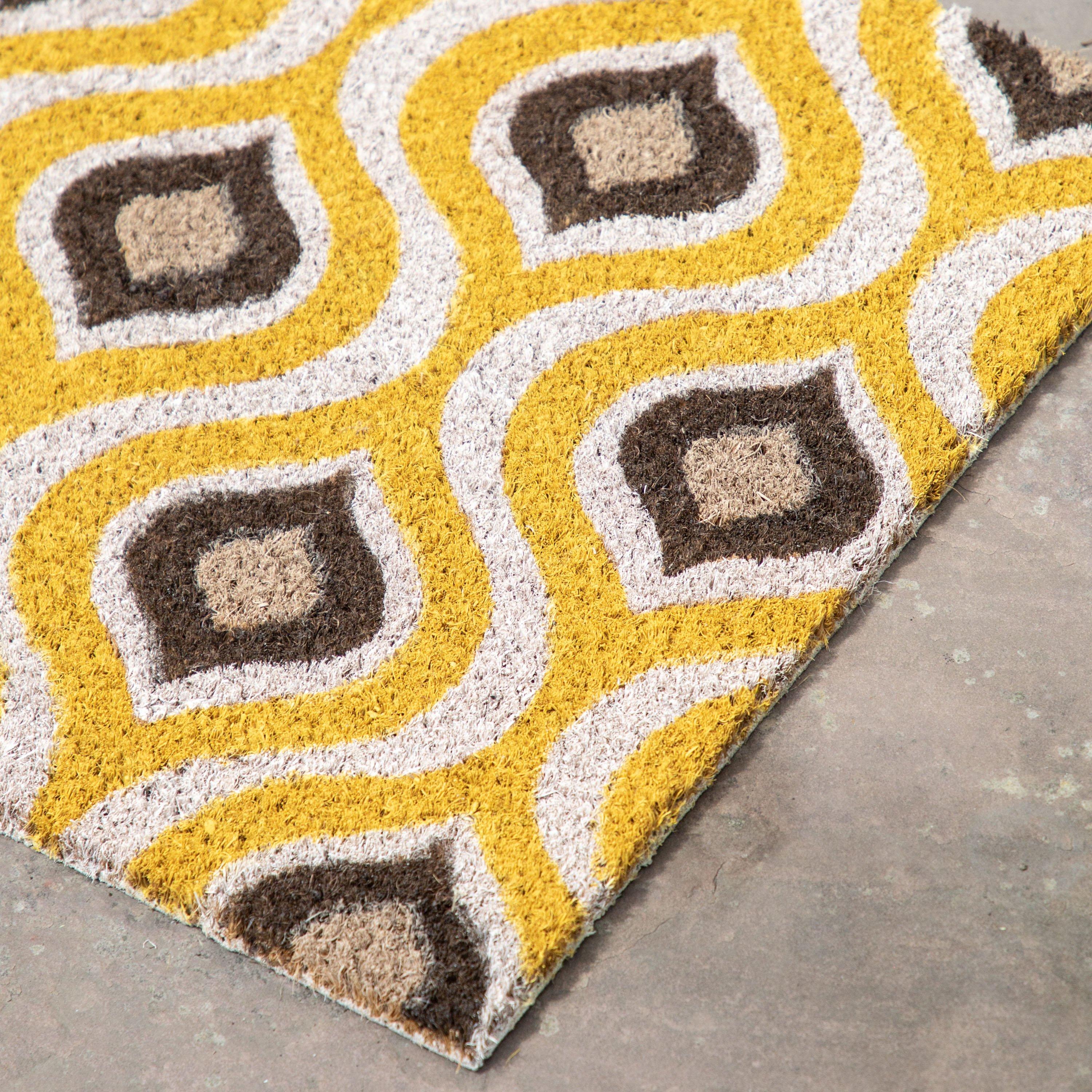 Yellow - Gallery - Ikat Ochre and Natural Coir Doormat - 2