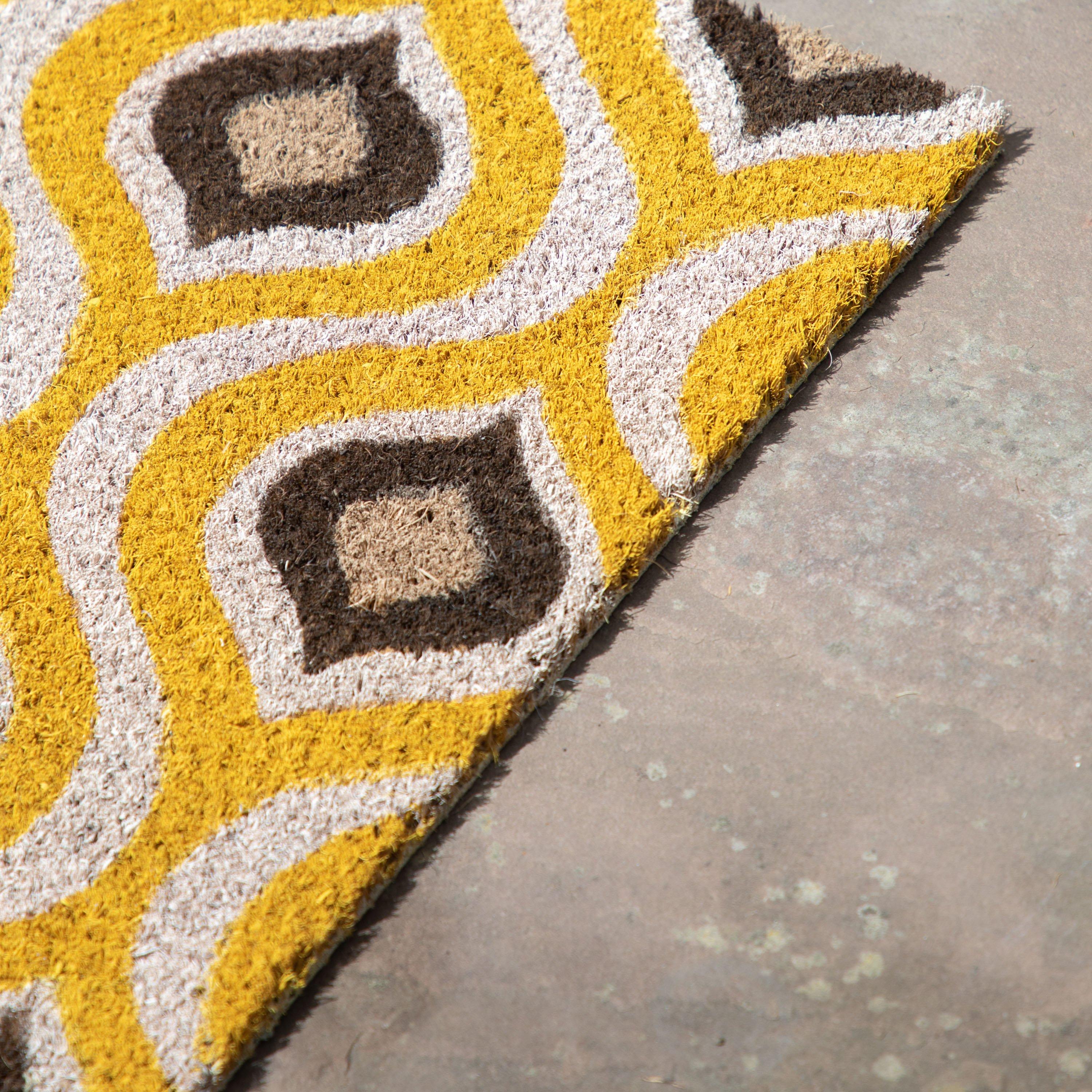 Yellow - Gallery - Ikat Ochre and Natural Coir Doormat - 3