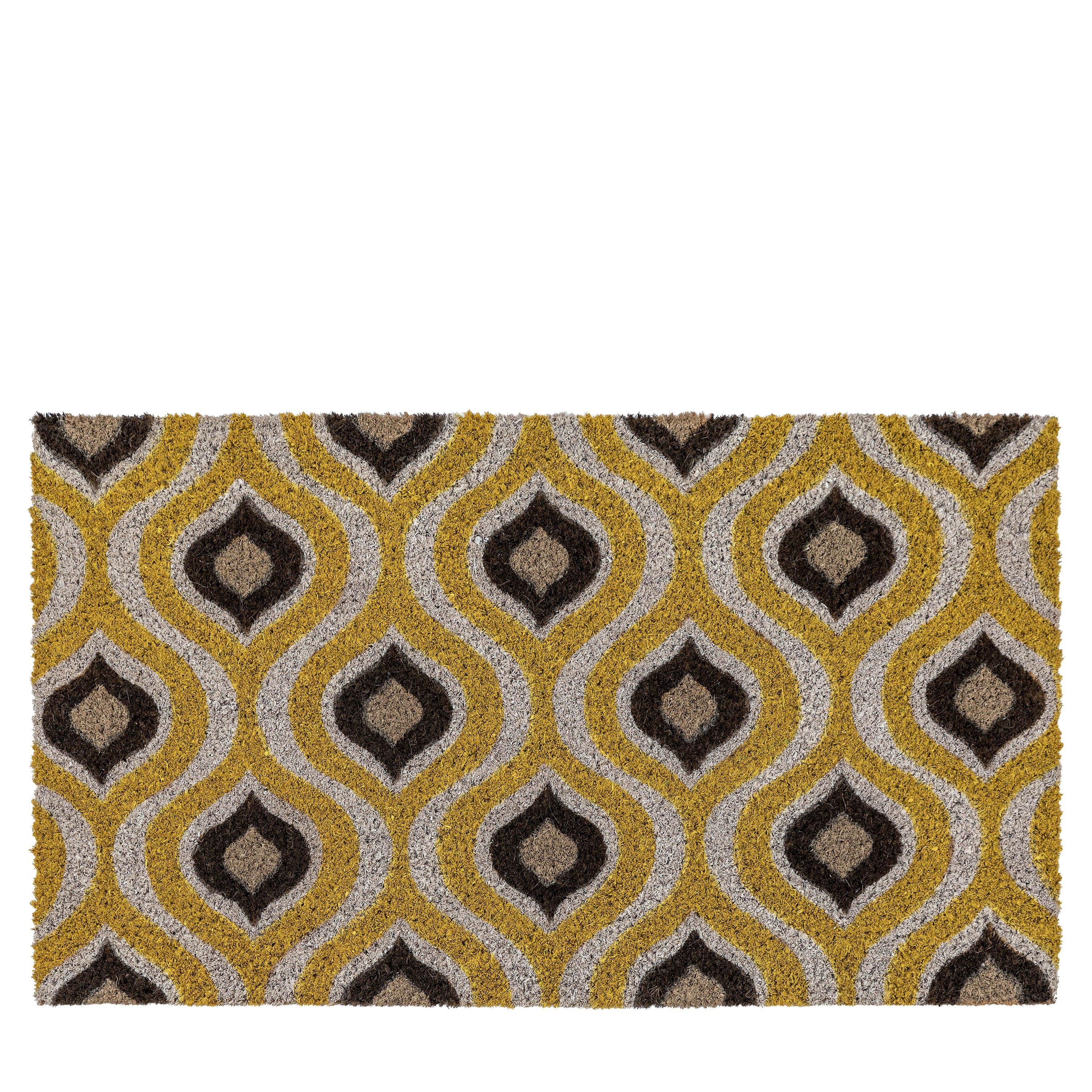 Yellow - Gallery - Ikat Ochre and Natural Coir Doormat - 4
