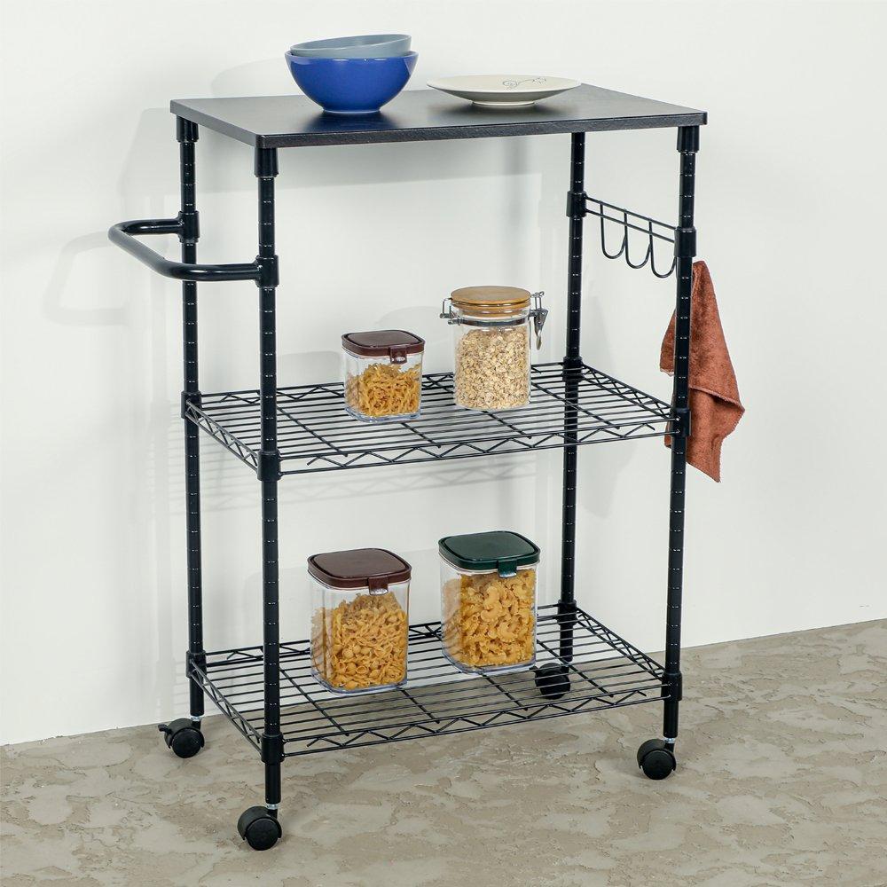 Black - ALVOROG - LOCKNE Trolley 3 Tier with Castors