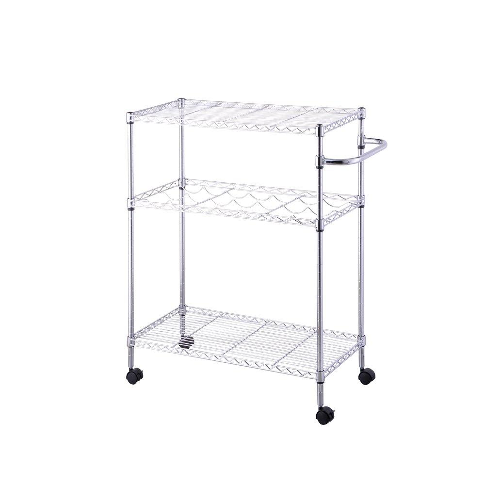 3 Tier - Floordirekt KG - KG EMELIA Silver Trolley 3 Tier with Castors - 2