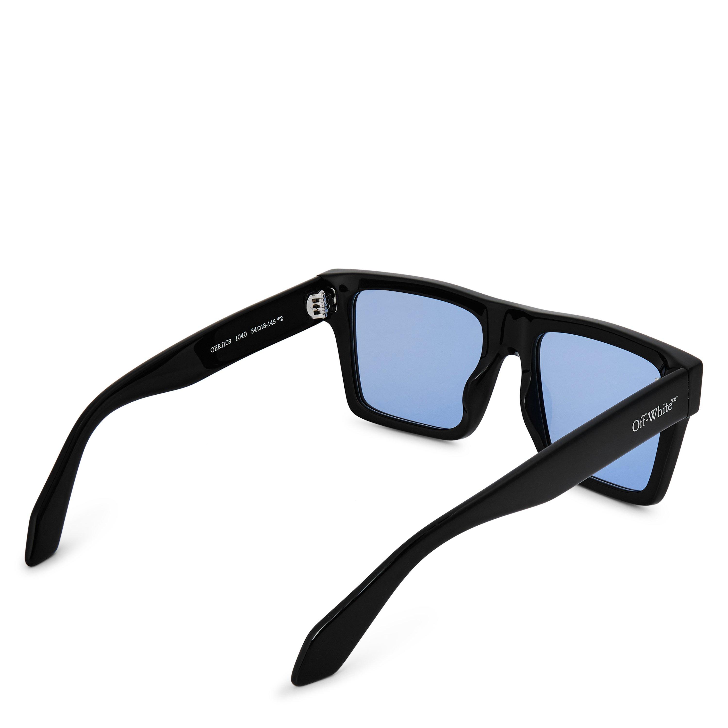 Black/Blue - Off White - UV Protection Round Sunglasses - 2