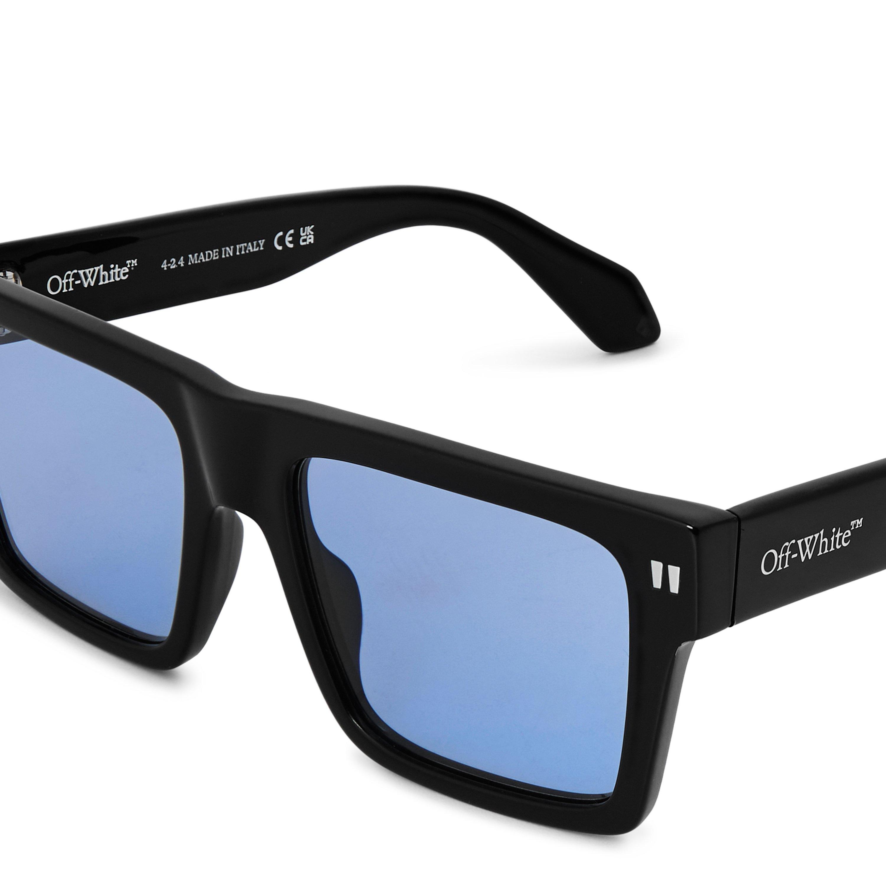 Black/Blue - Off White - UV Protection Round Sunglasses - 3