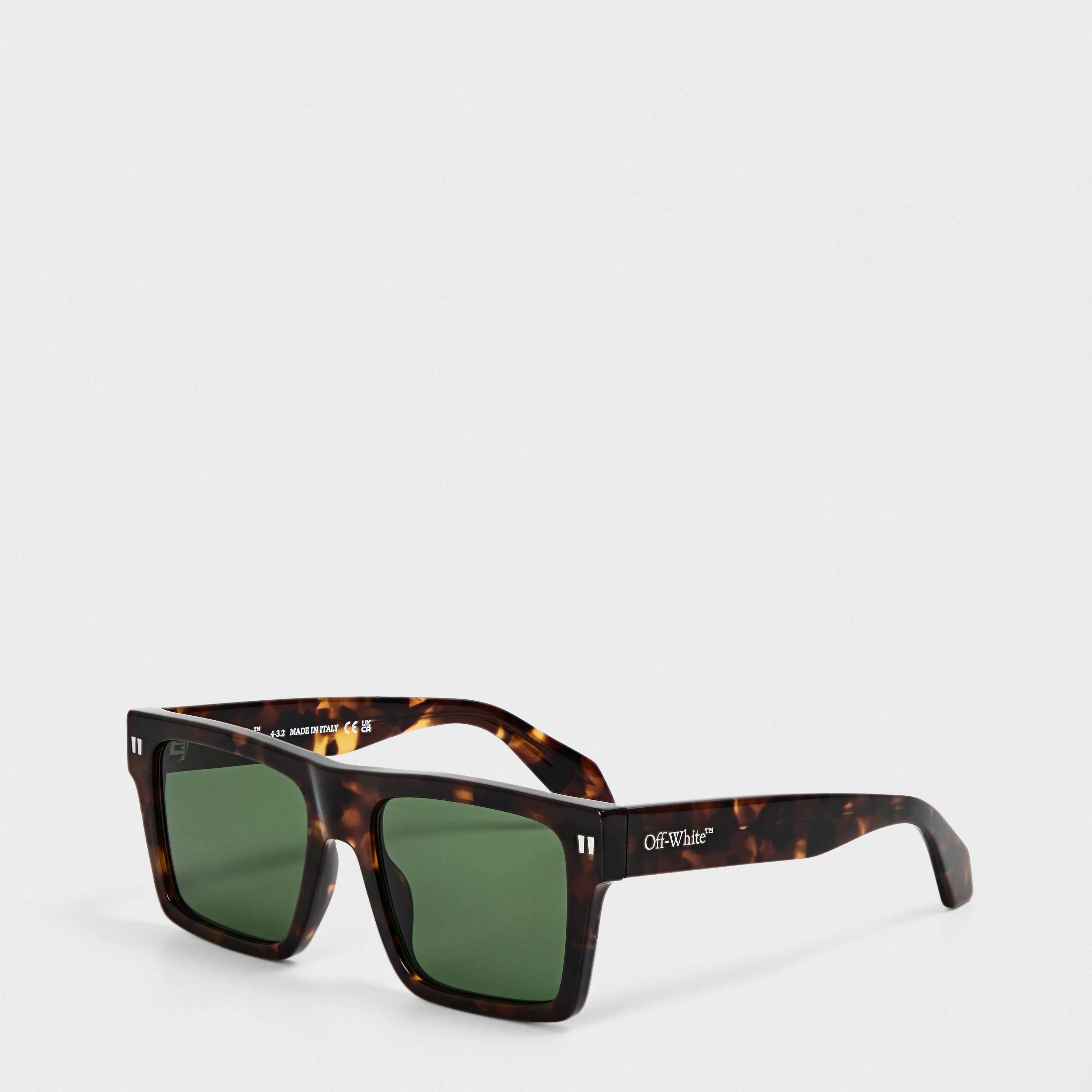 Off White UV Protection Round Sunglasses - Havana/Green