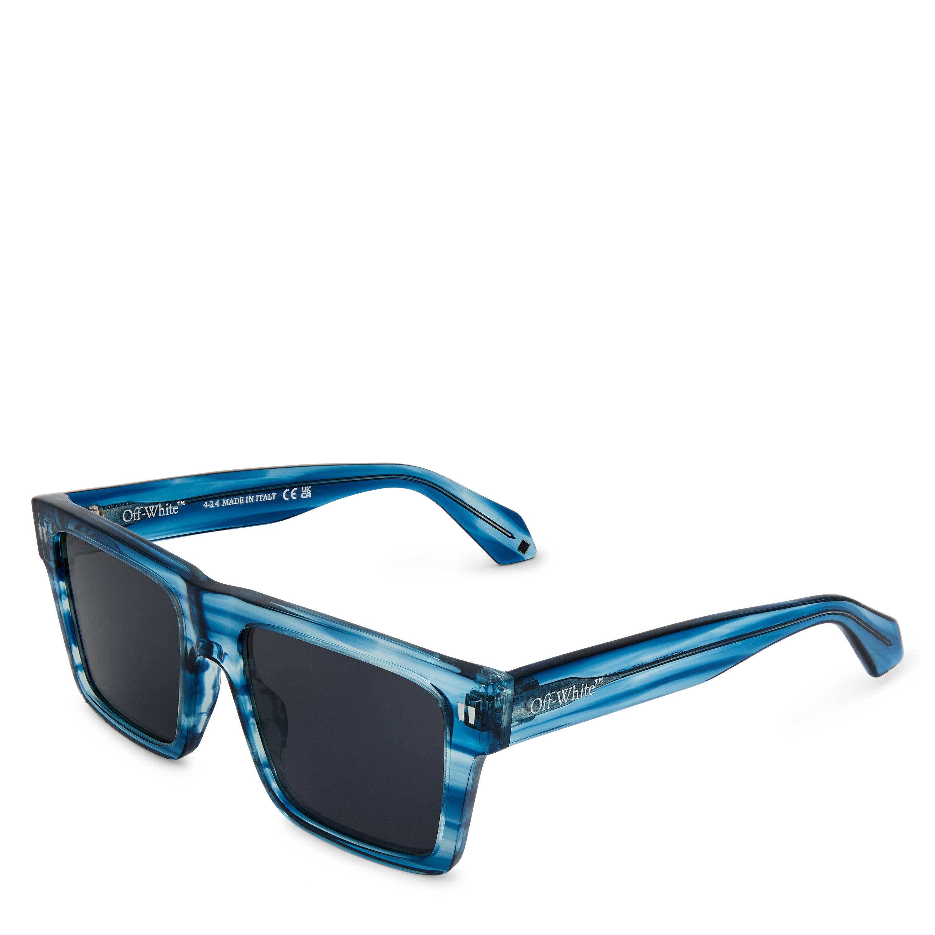 Off White UV Protection Round Sunglasses - Blue Dark Grey