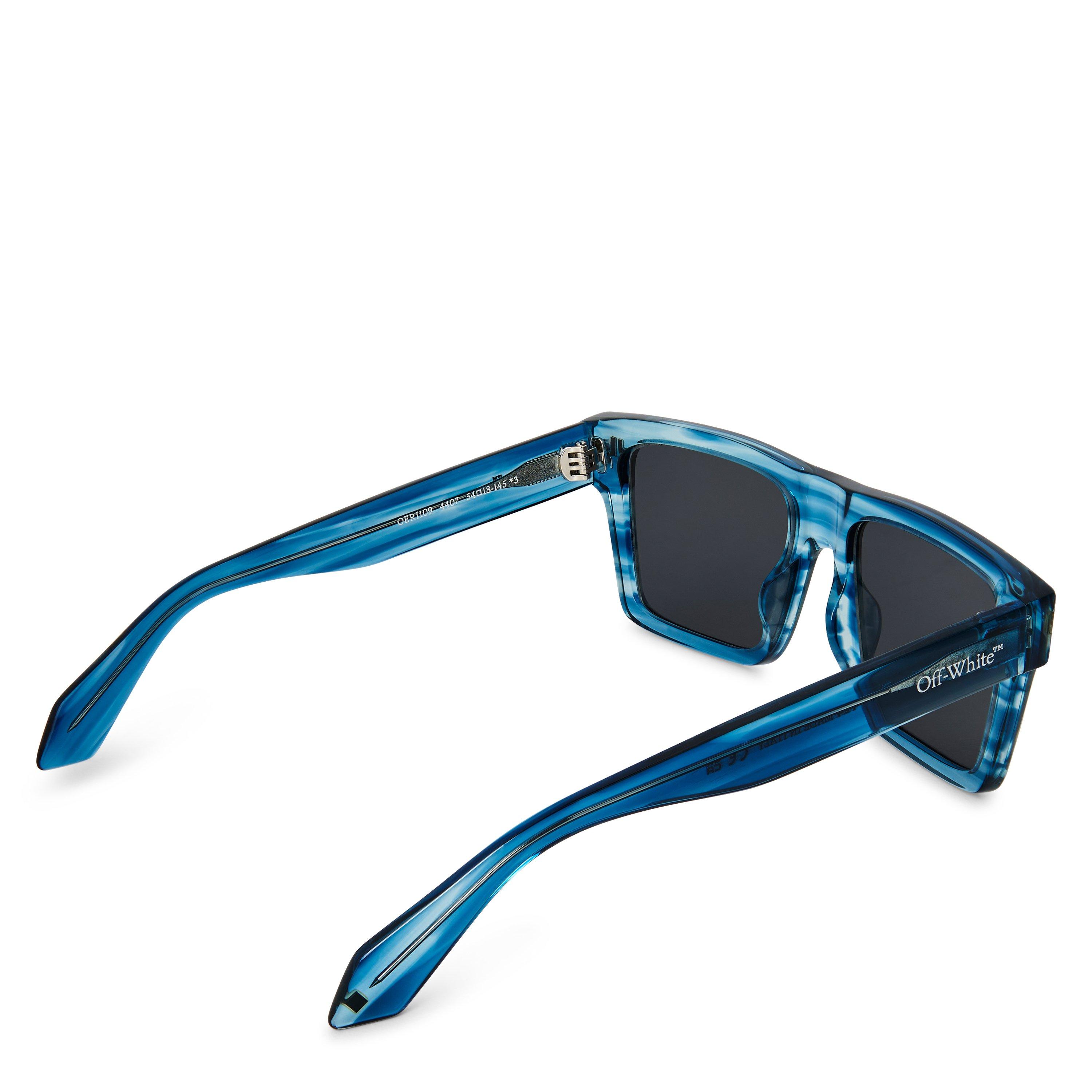 Blue Dark Grey - Off White - UV Protection Round Sunglasses - 2