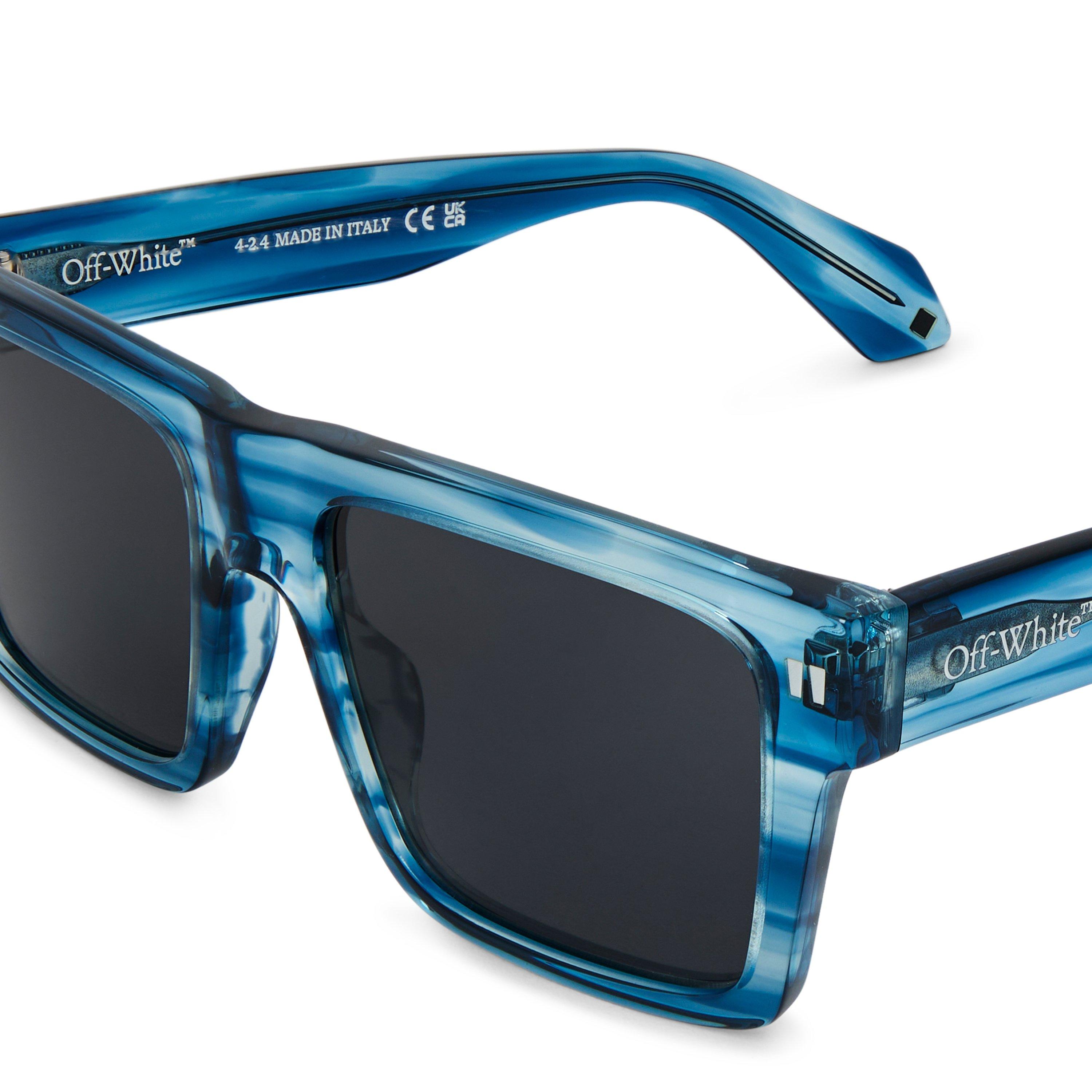 Blue Dark Grey - Off White - UV Protection Round Sunglasses - 3