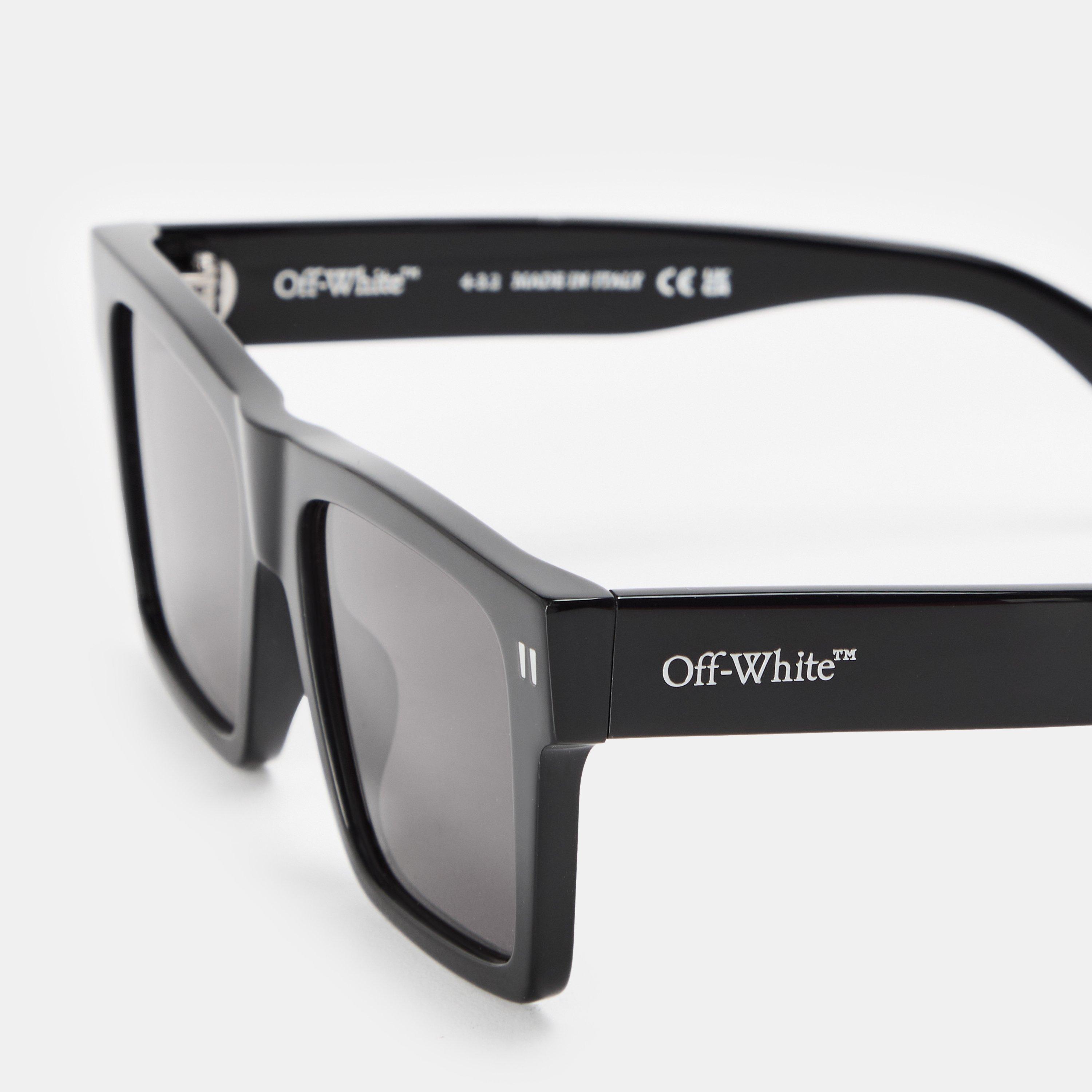 Black/Dark Grey - Off White - Unisex Round Sunglasses, Round Style - 4