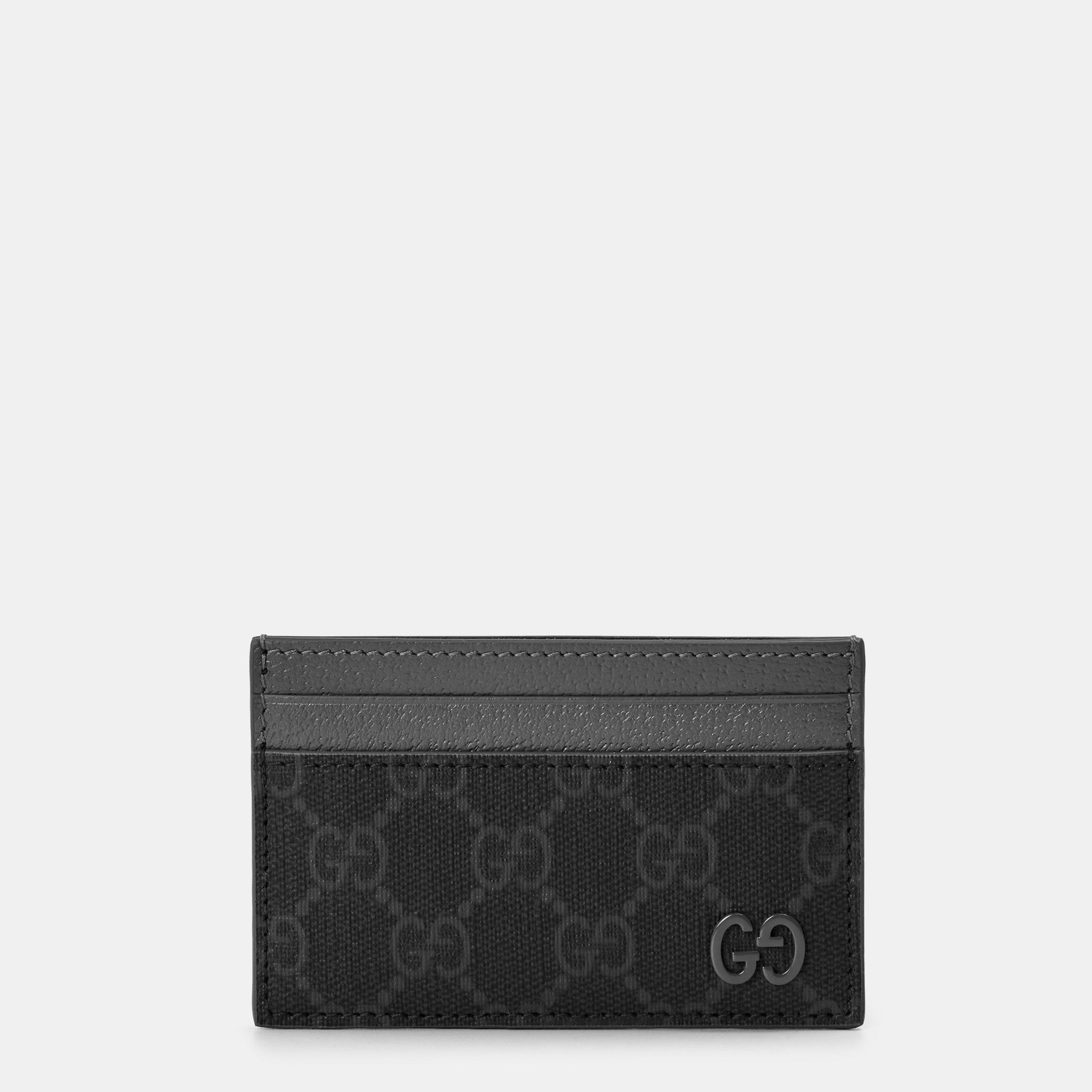 Steel/Black - Gucci - Men's GG Monogram Canvas Card Holder - 1