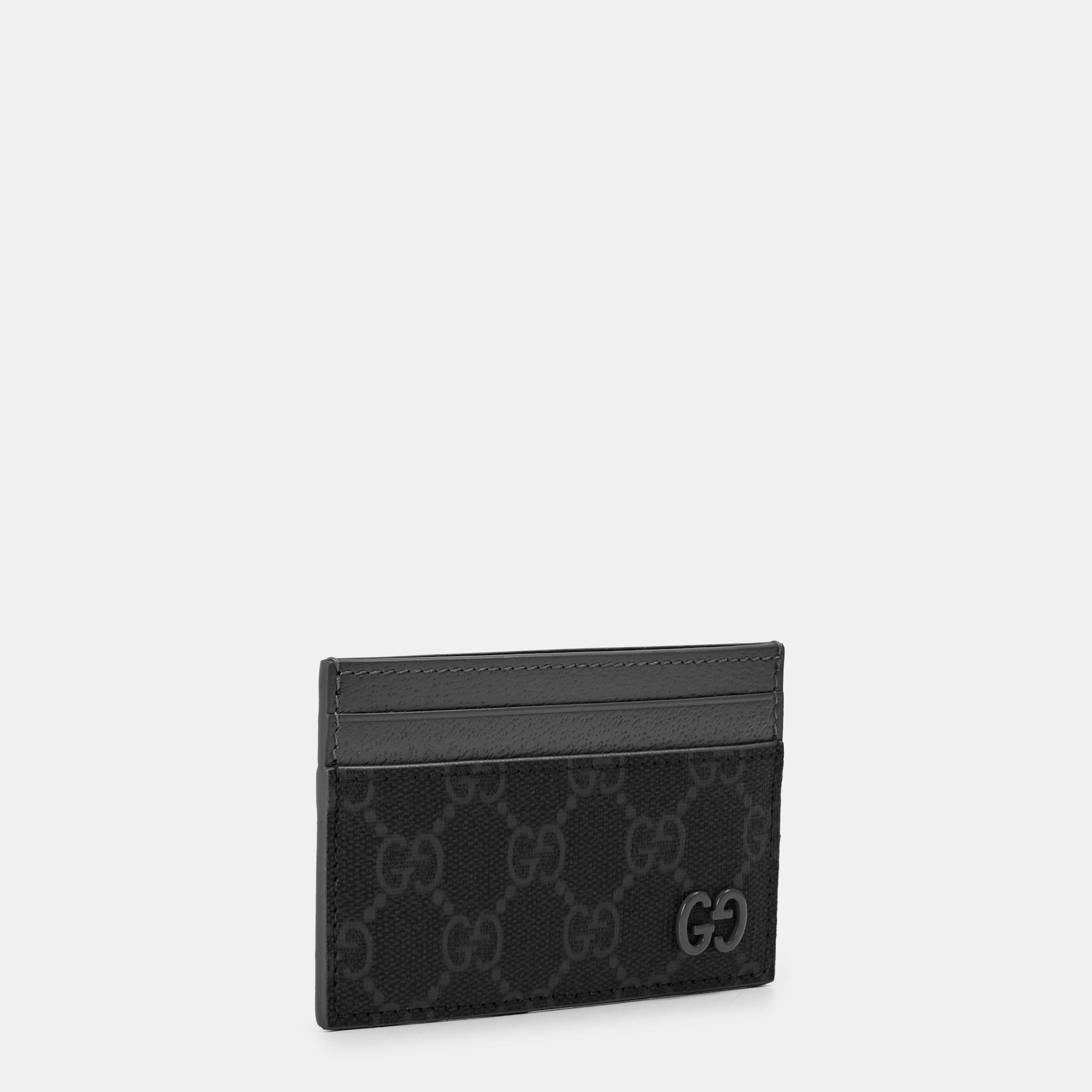Steel/Black - Gucci - Men's GG Monogram Canvas Card Holder - 5