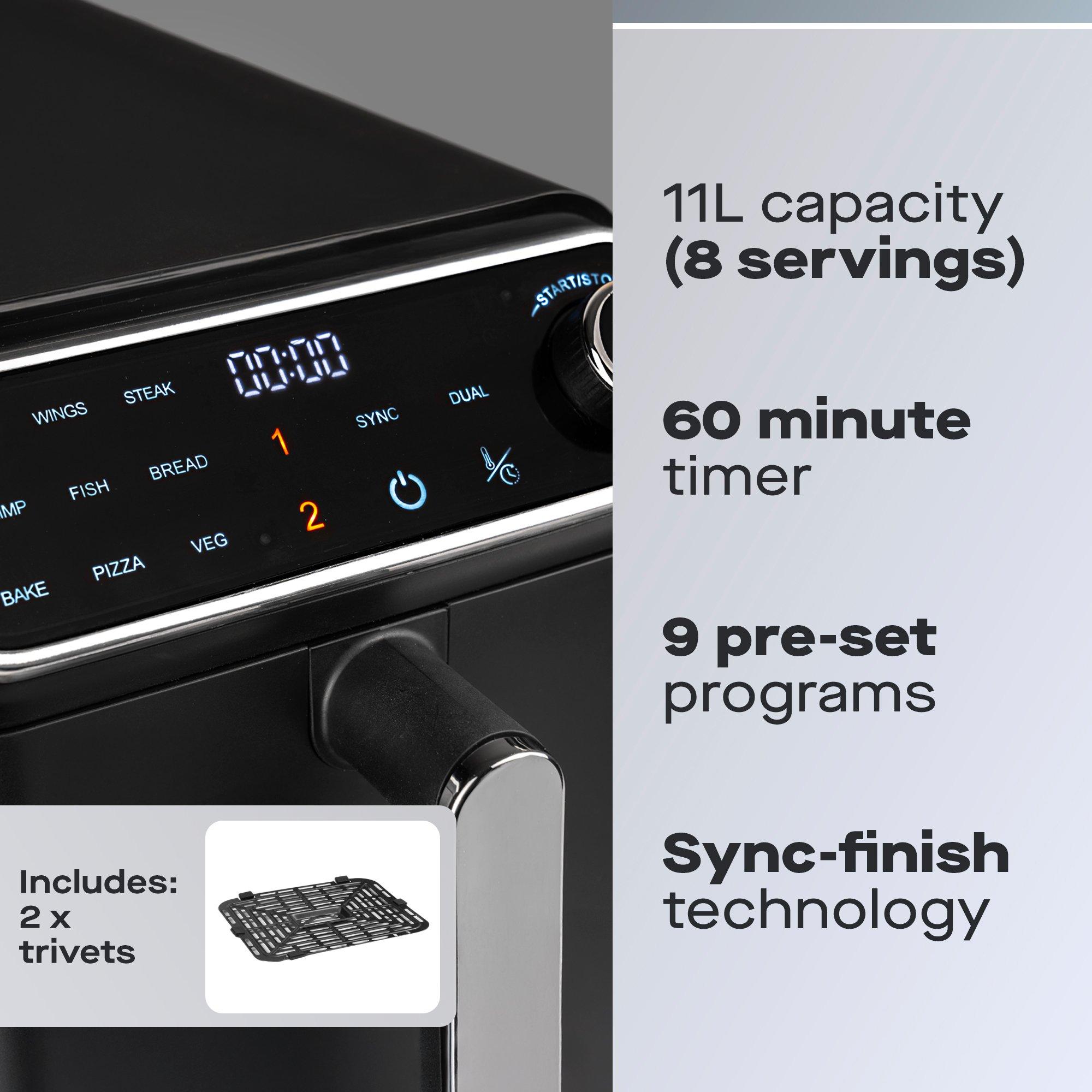 Black - Daewoo Electricals - 11L XL DOUBLE STACK AIR FRYER - 3