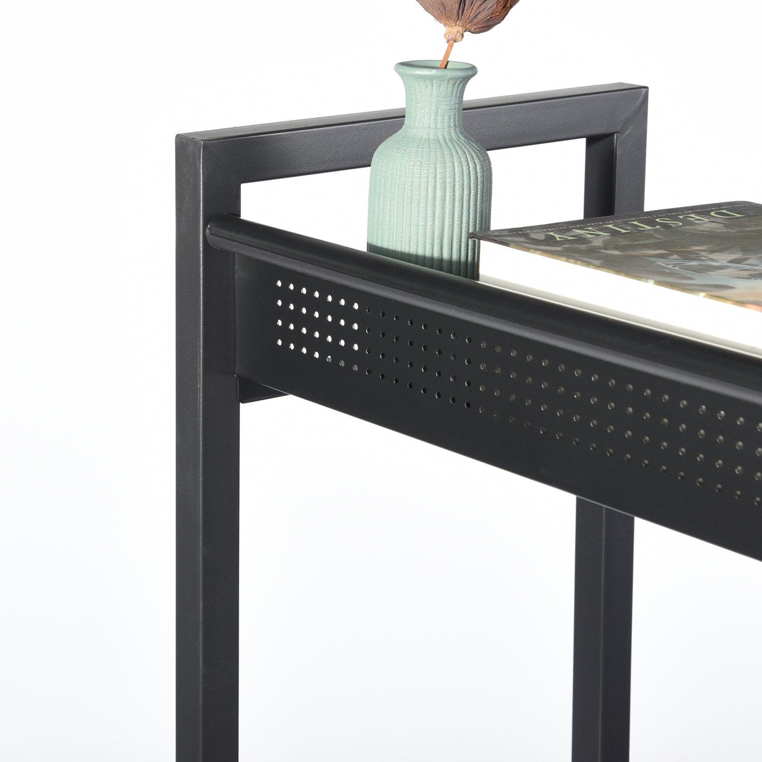 Black - FurnitureR - ALASKA Black and Wooden 120*60cm Desk with 4 Shelves - 7