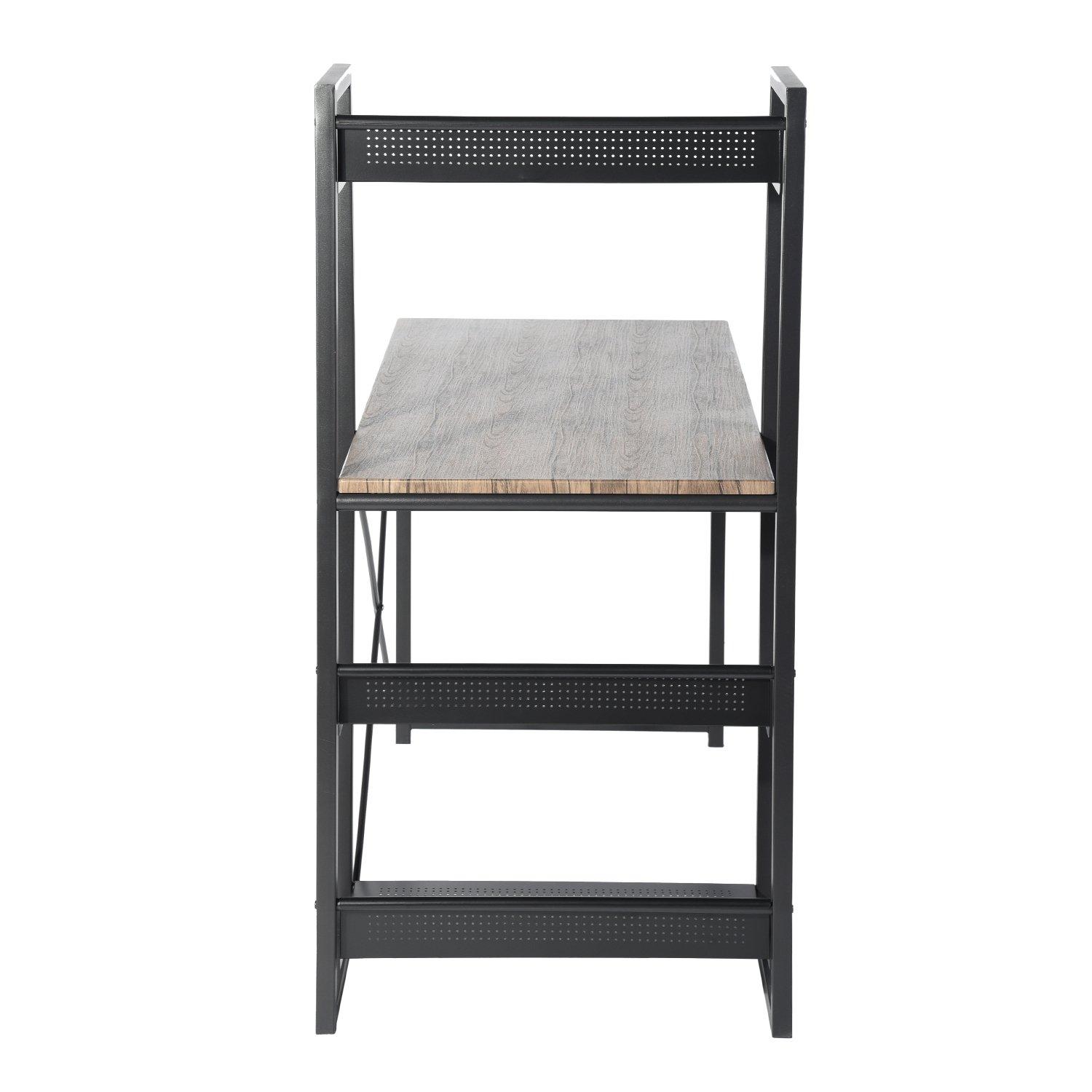 Black - FurnitureR - ALASKA Black and Wooden 120*60cm Desk with 4 Shelves - 9