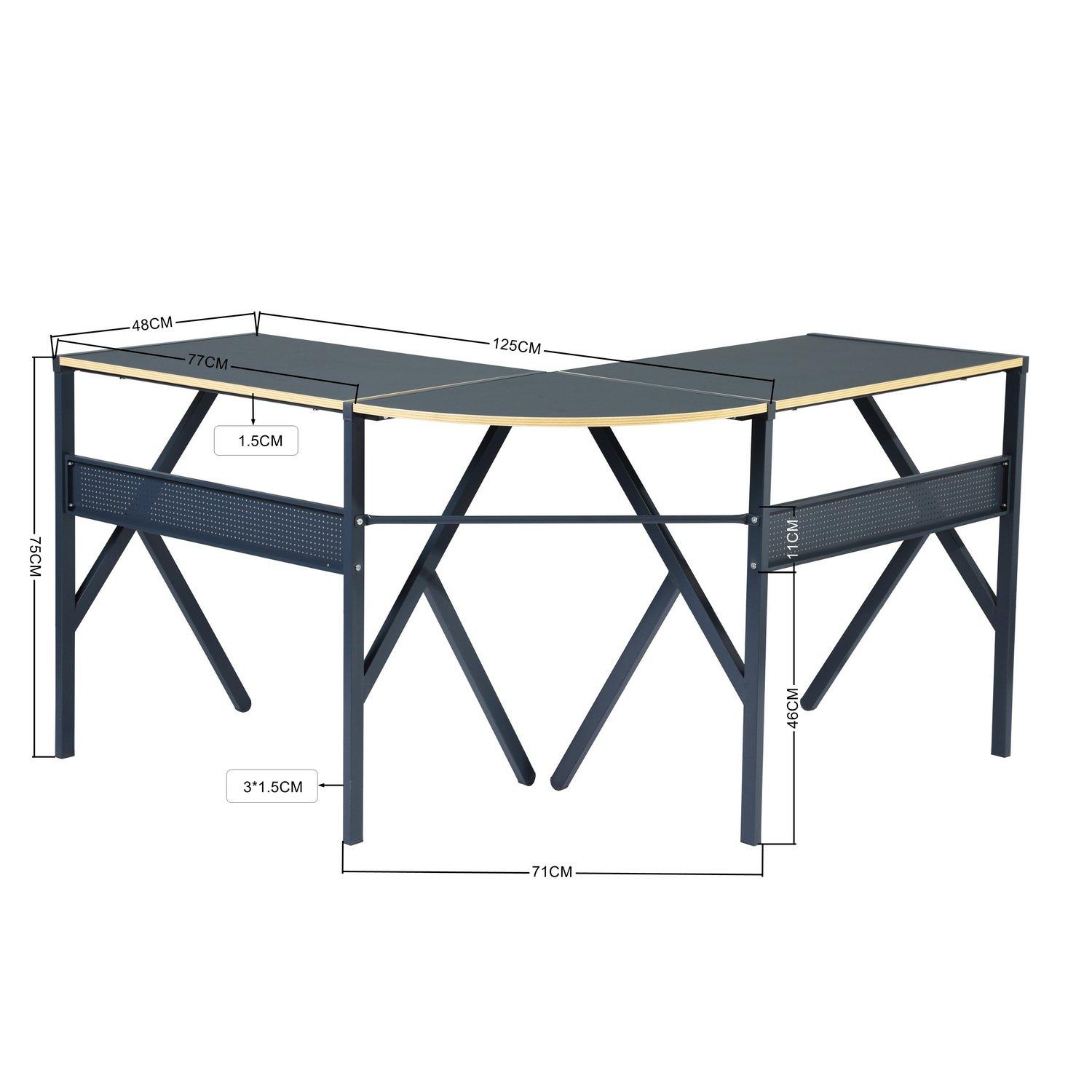 Grey - FurnitureR - ALISSON Black L-shaped Desk - 11