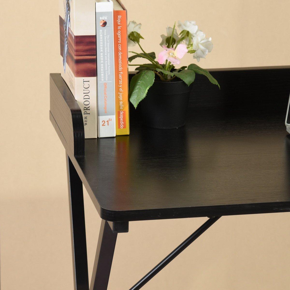 Black - FurnitureR - AVA Black and Wooden 120cm Desk - 2