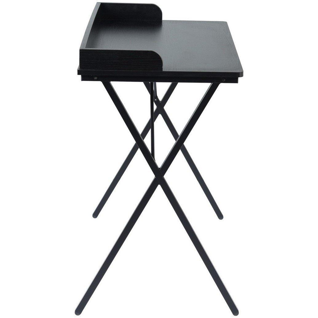 Black - FurnitureR - AVA Black and Wooden 100cm Desk - 3