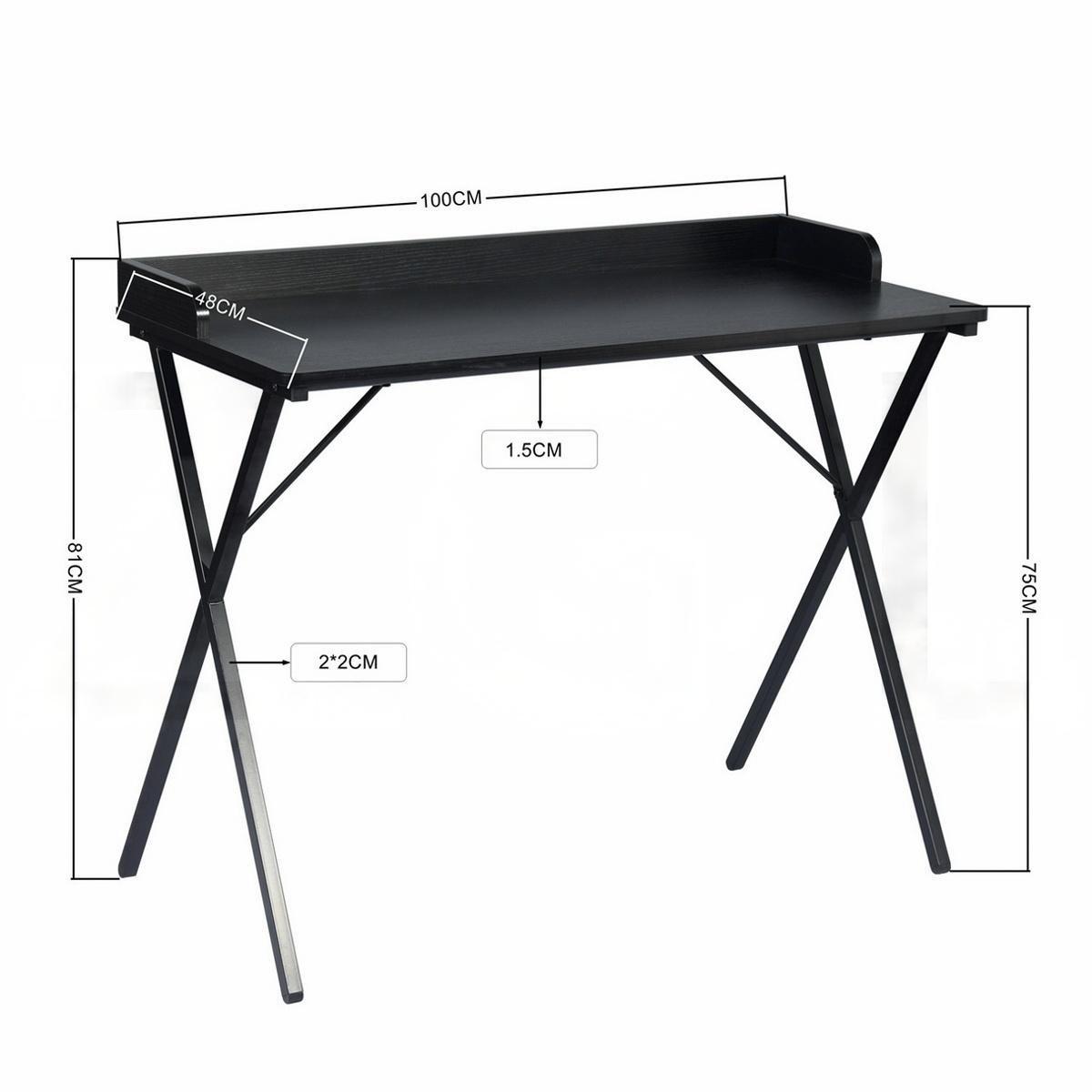 Black - FurnitureR - AVA Black and Wooden 100cm Desk - 4